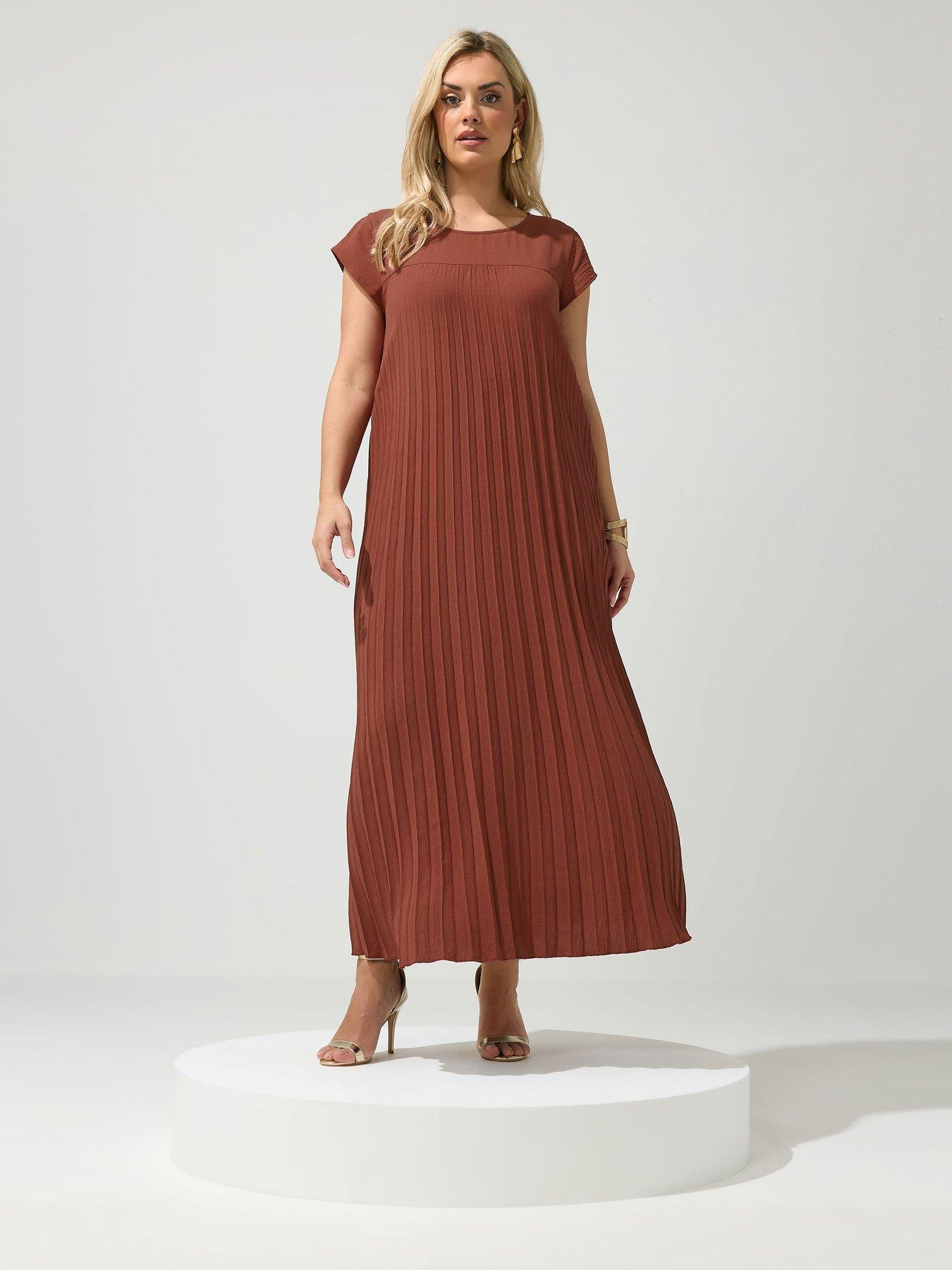  image of yours-curve-pleated-dress-brown