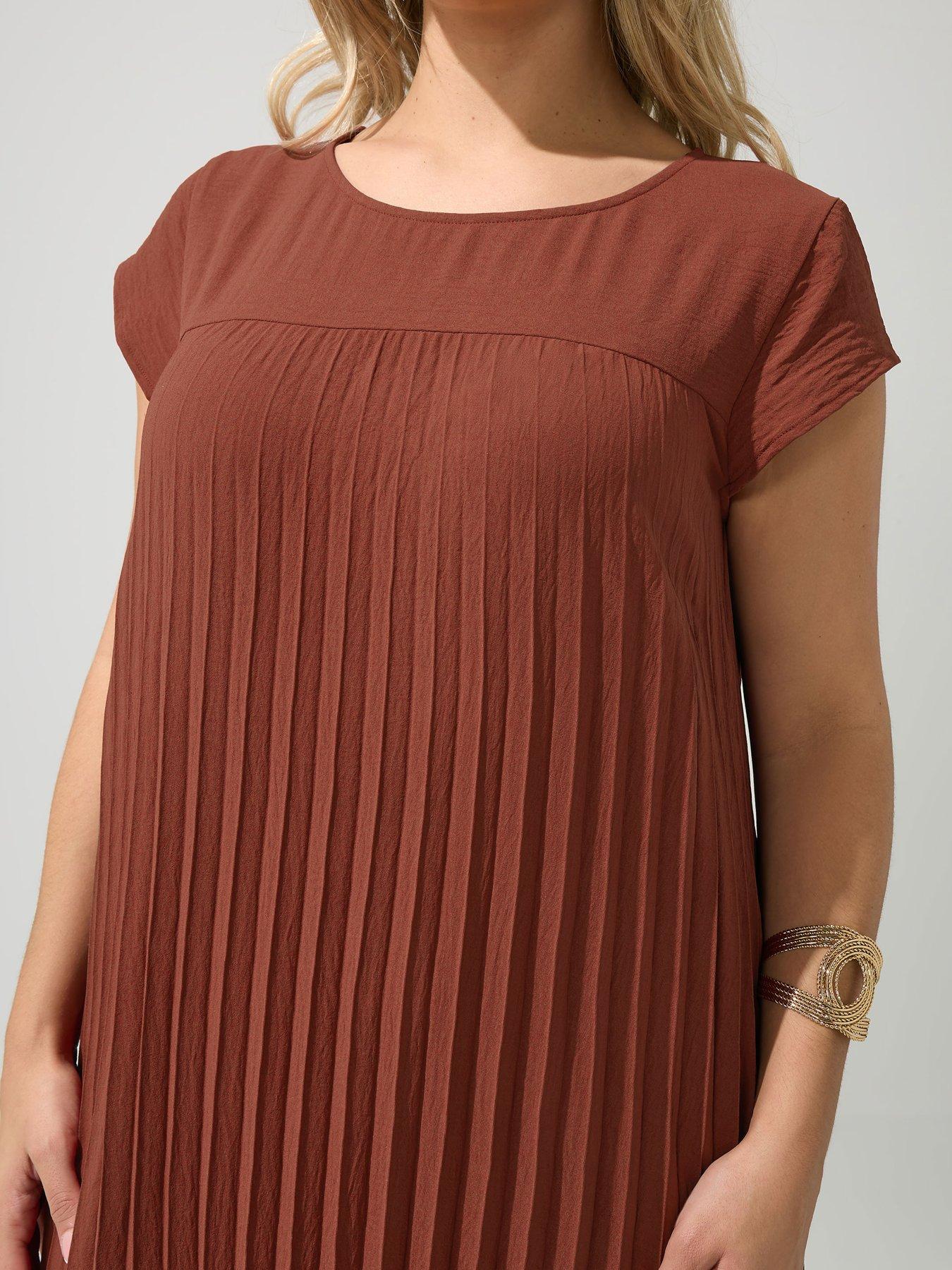 image of yours-curve-pleated-dress-brown