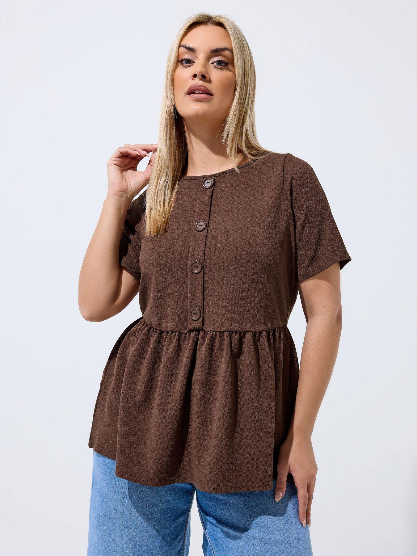 Yours Curve Button Down Peplum Top