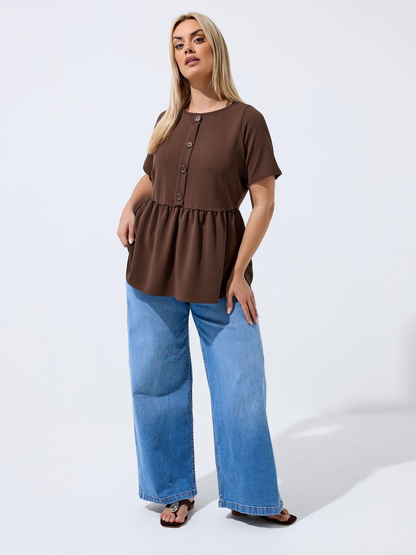Image 3 of 5 of Yours Curve Button Down Peplum Top