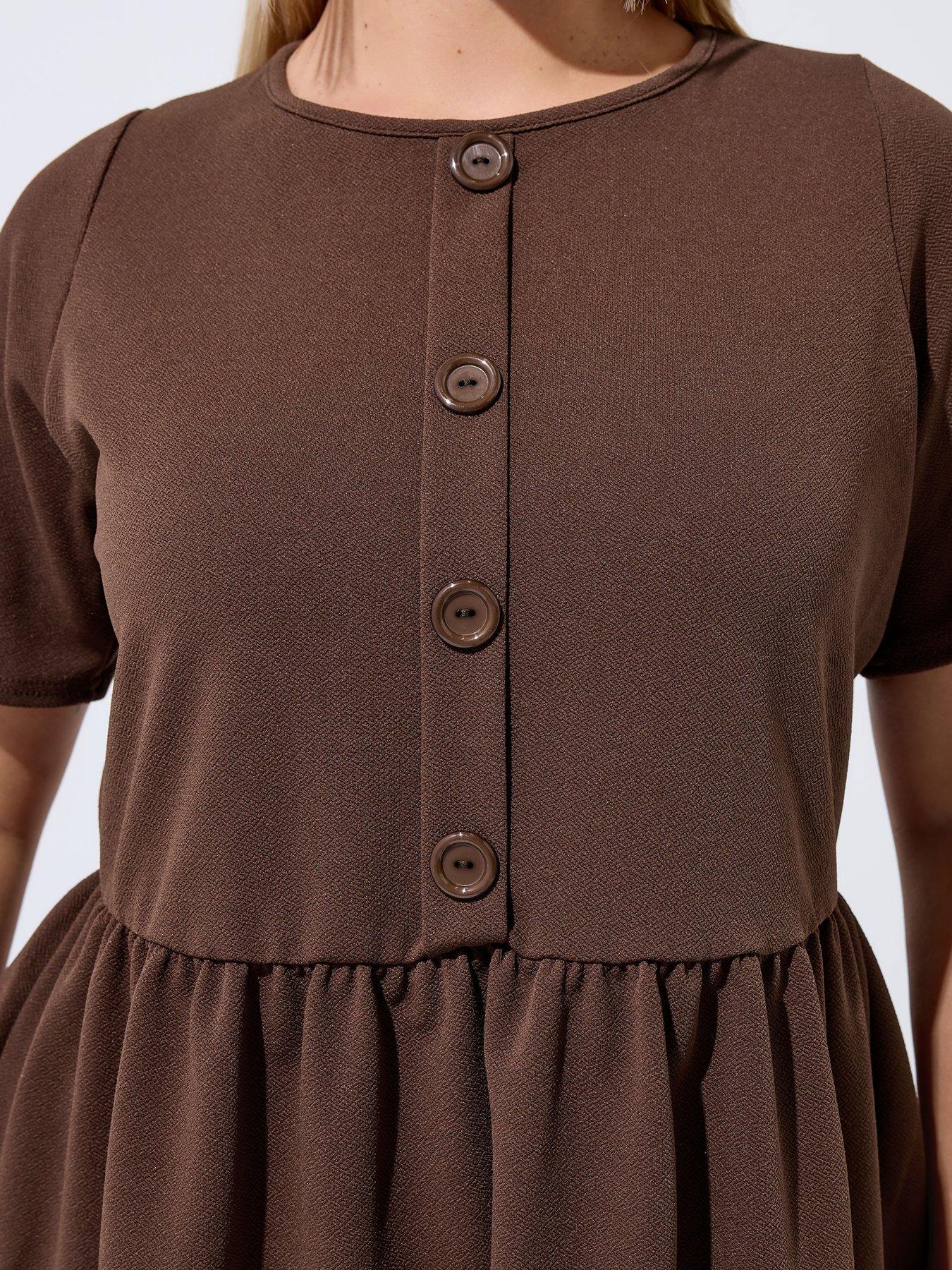 Image 4 of 5 of Yours Curve Button Down Peplum Top