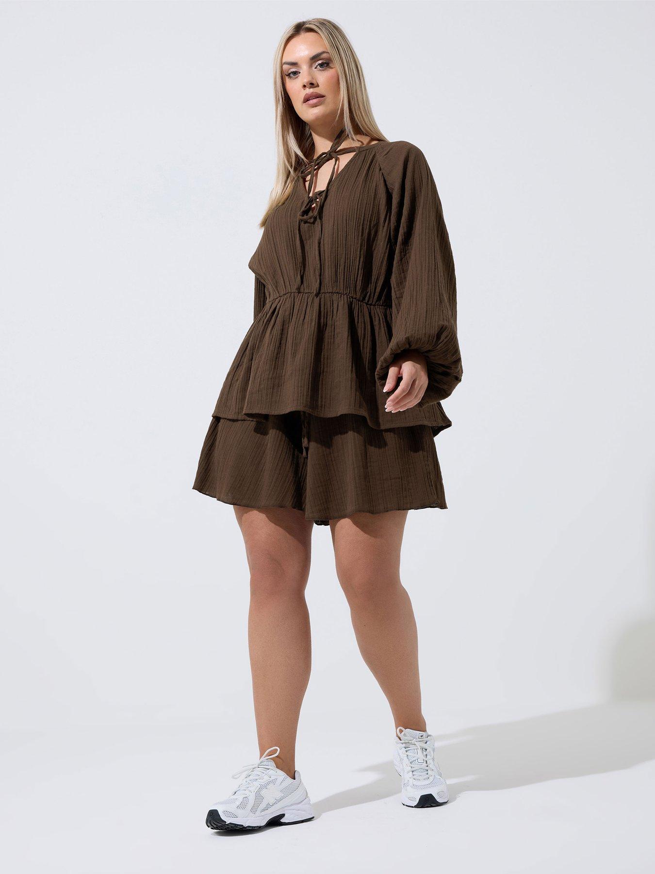 Image 3 of 4 of Yours Curve Cheesecloth Shorts