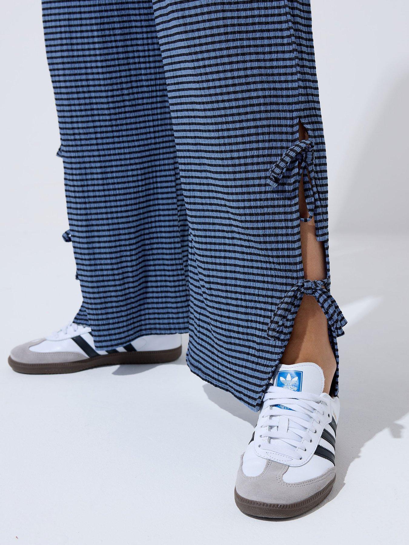 Image 4 of 5 of Yours Curve Gingham Tie Hem Trouser - Blue