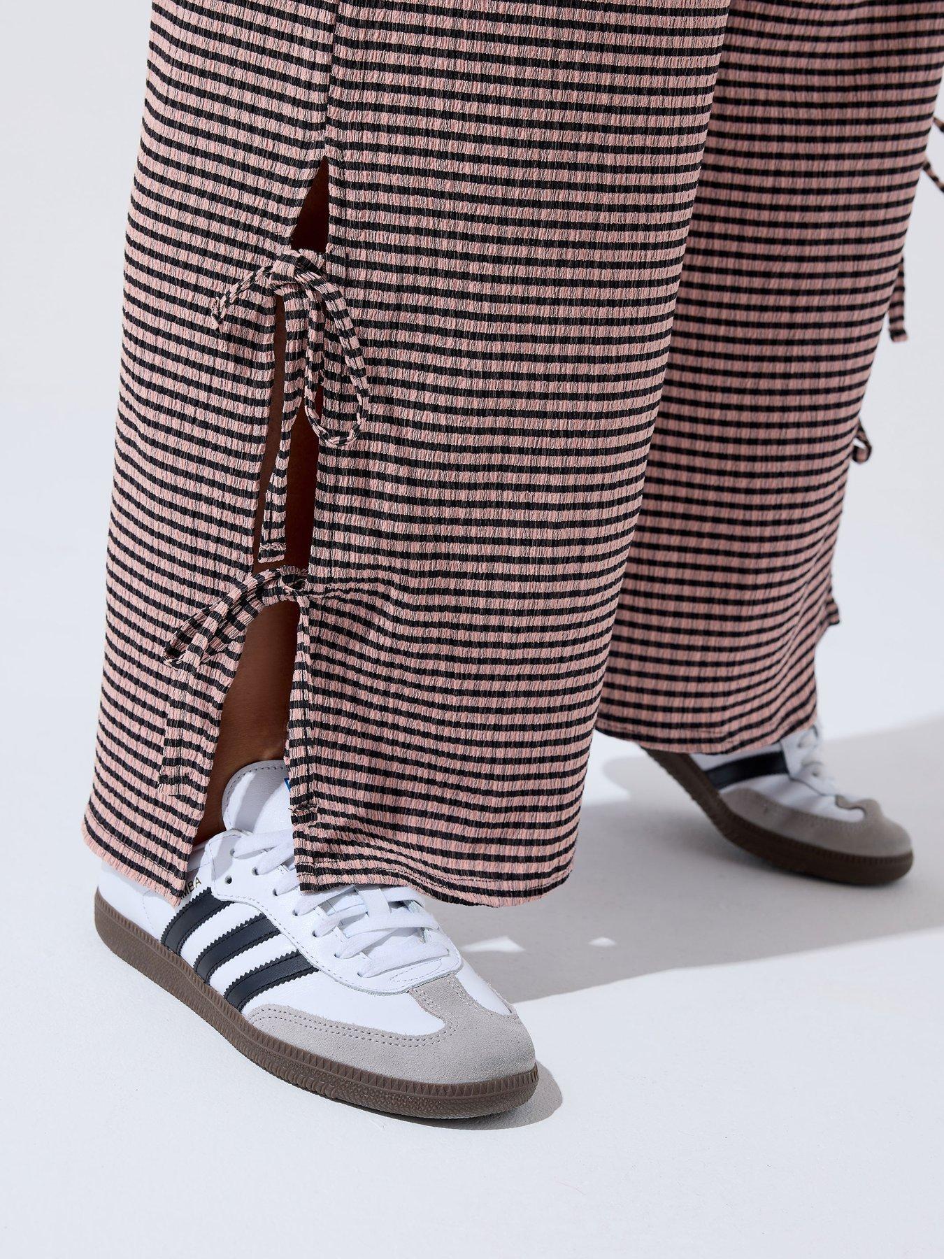 Image 4 of 5 of Yours Curve Gingham Tie Hem Trouser - Pink