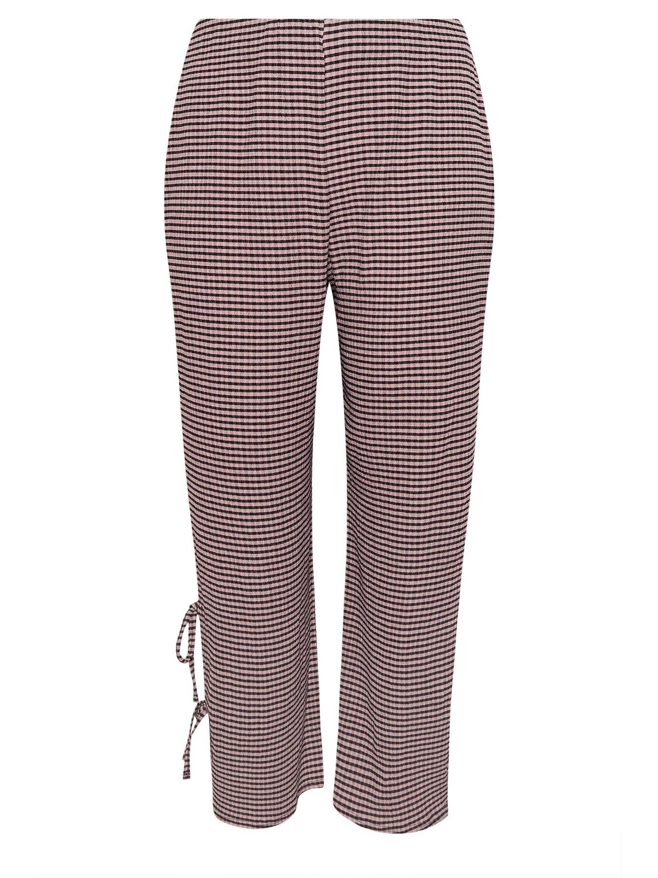 Image 5 of 5 of Yours Curve Gingham Tie Hem Trouser - Pink