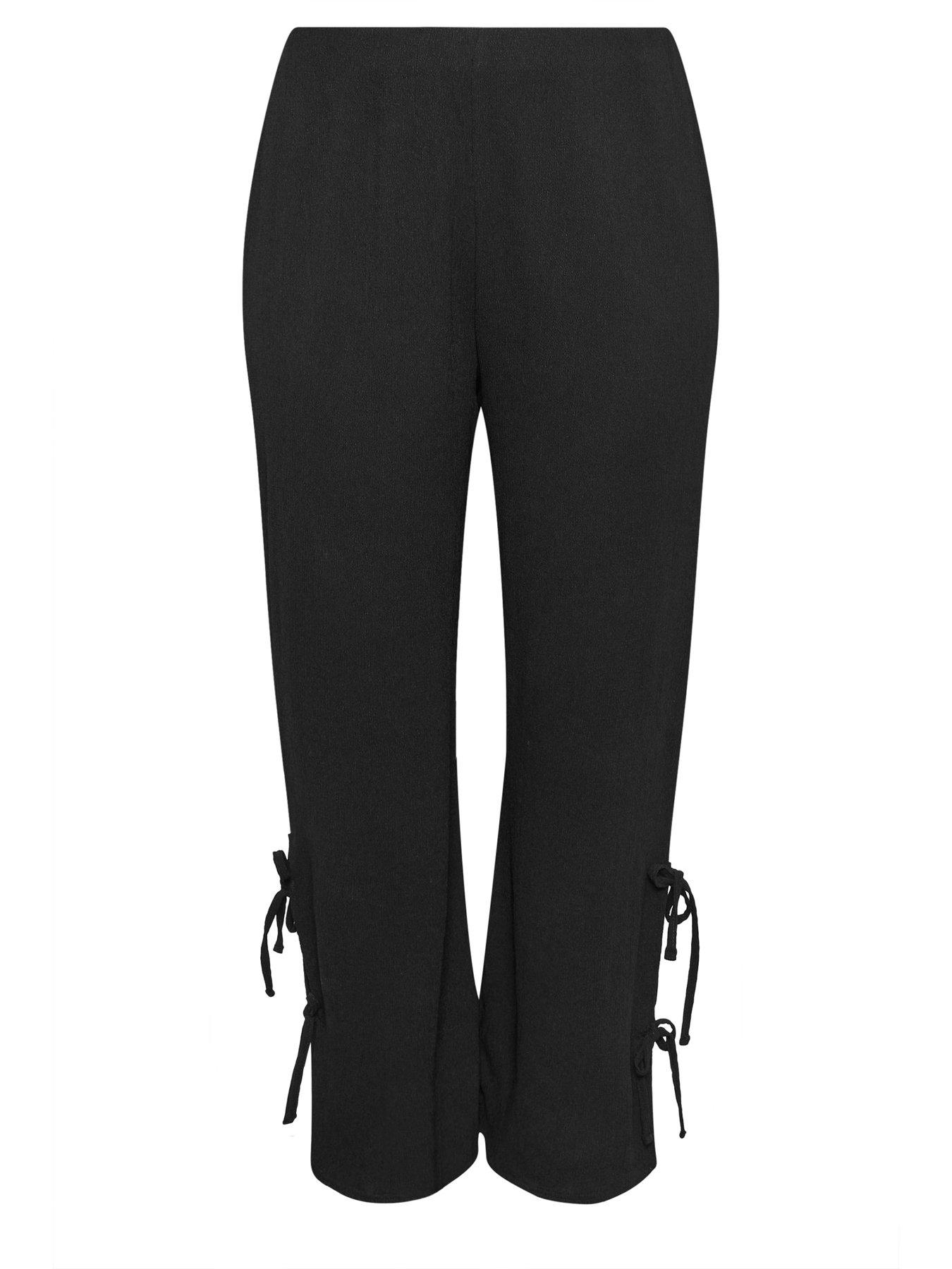 Image 5 of 5 of Yours Curve Gingham Tie Hem Trouser - Black