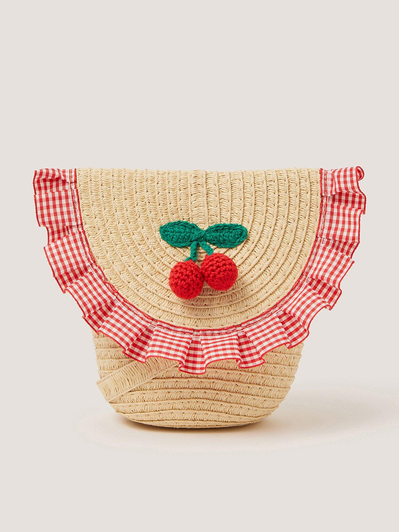 Image 1 of 5 of Monsoon Girls Cherry Gingham Bag - Beige