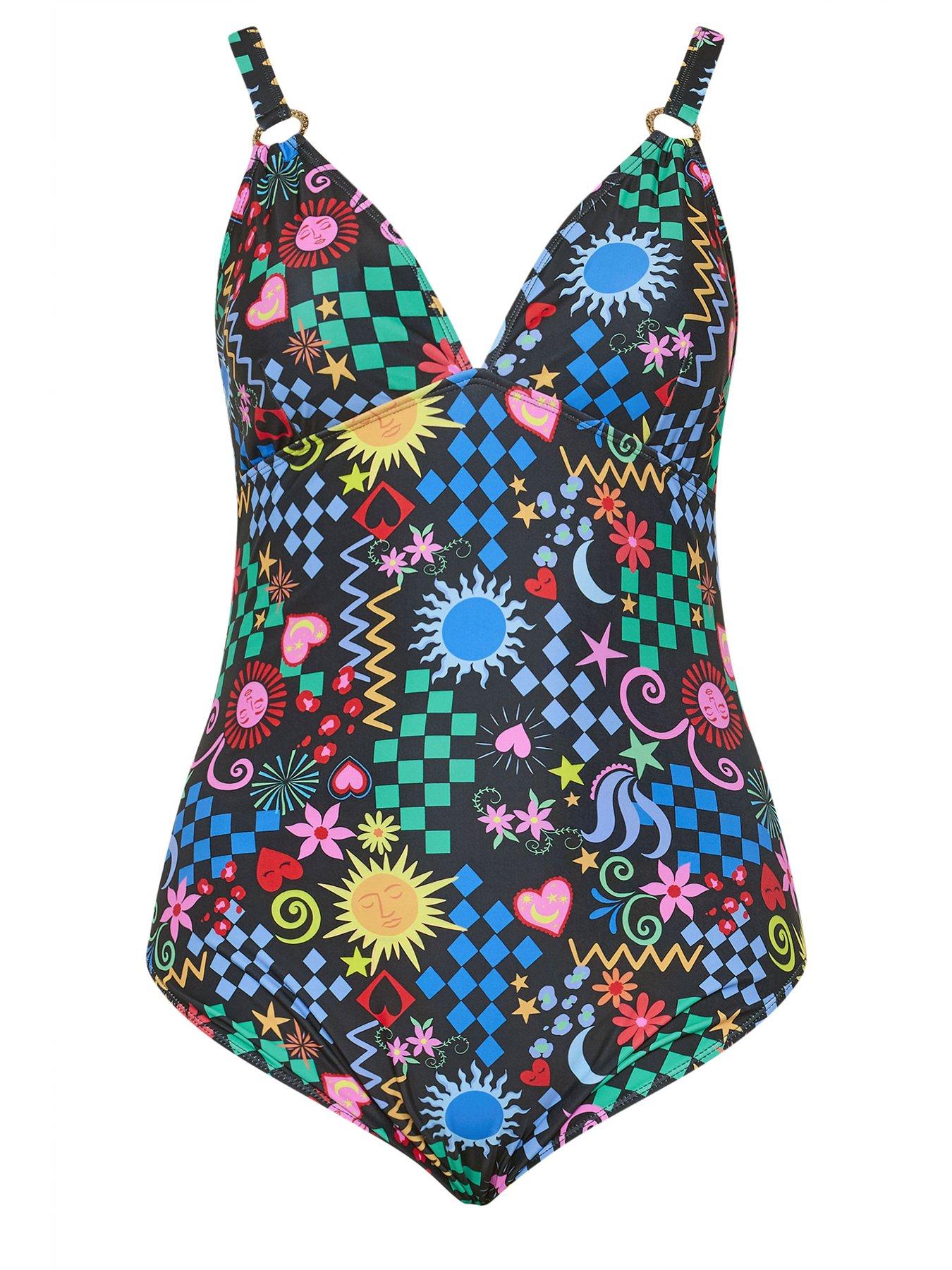  image of yours-curve-deep-v-detail-swimsuit-black