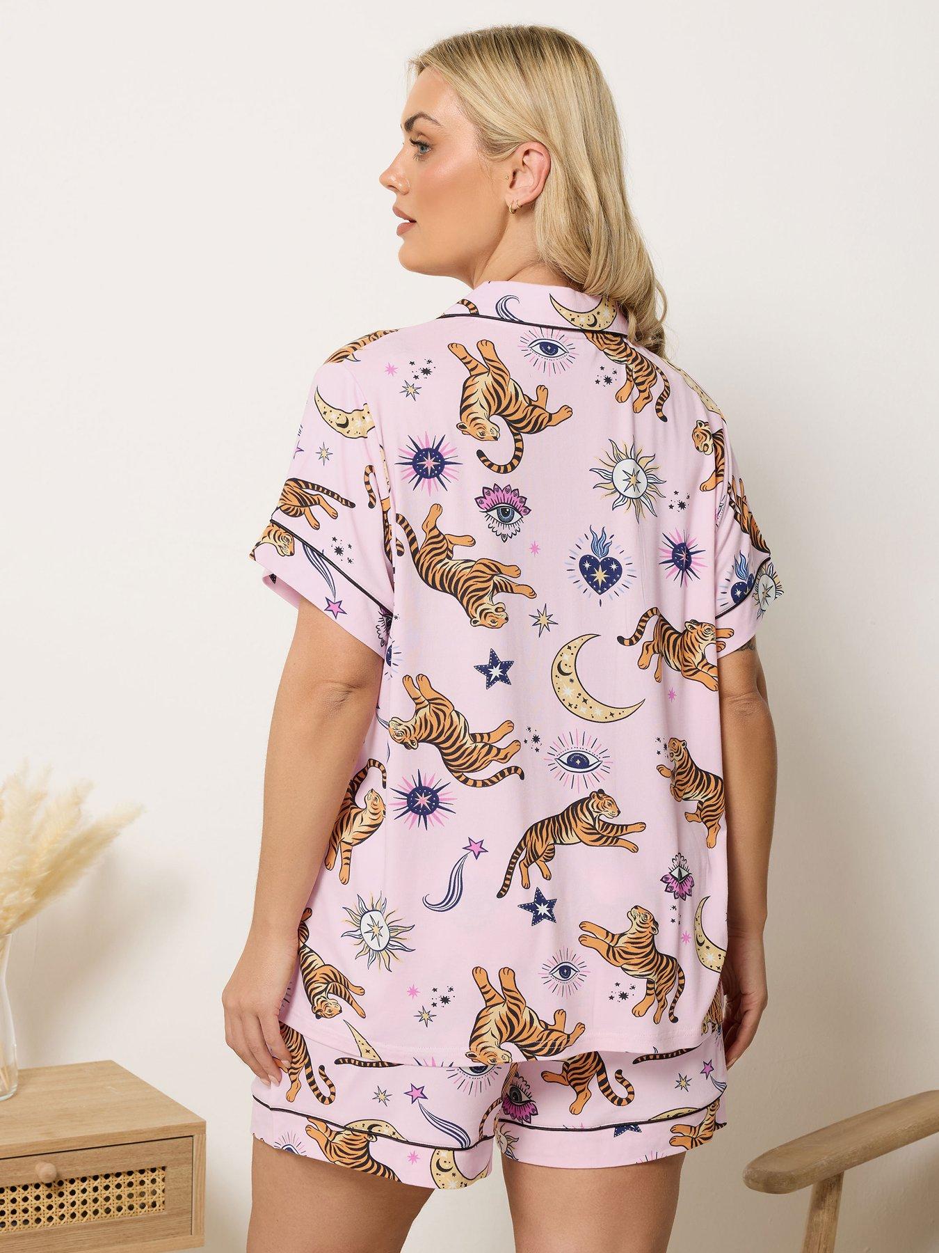 Image 2 of 5 of Yours Curve Soft Touch Celestial Crop Pyjama Set - Pink