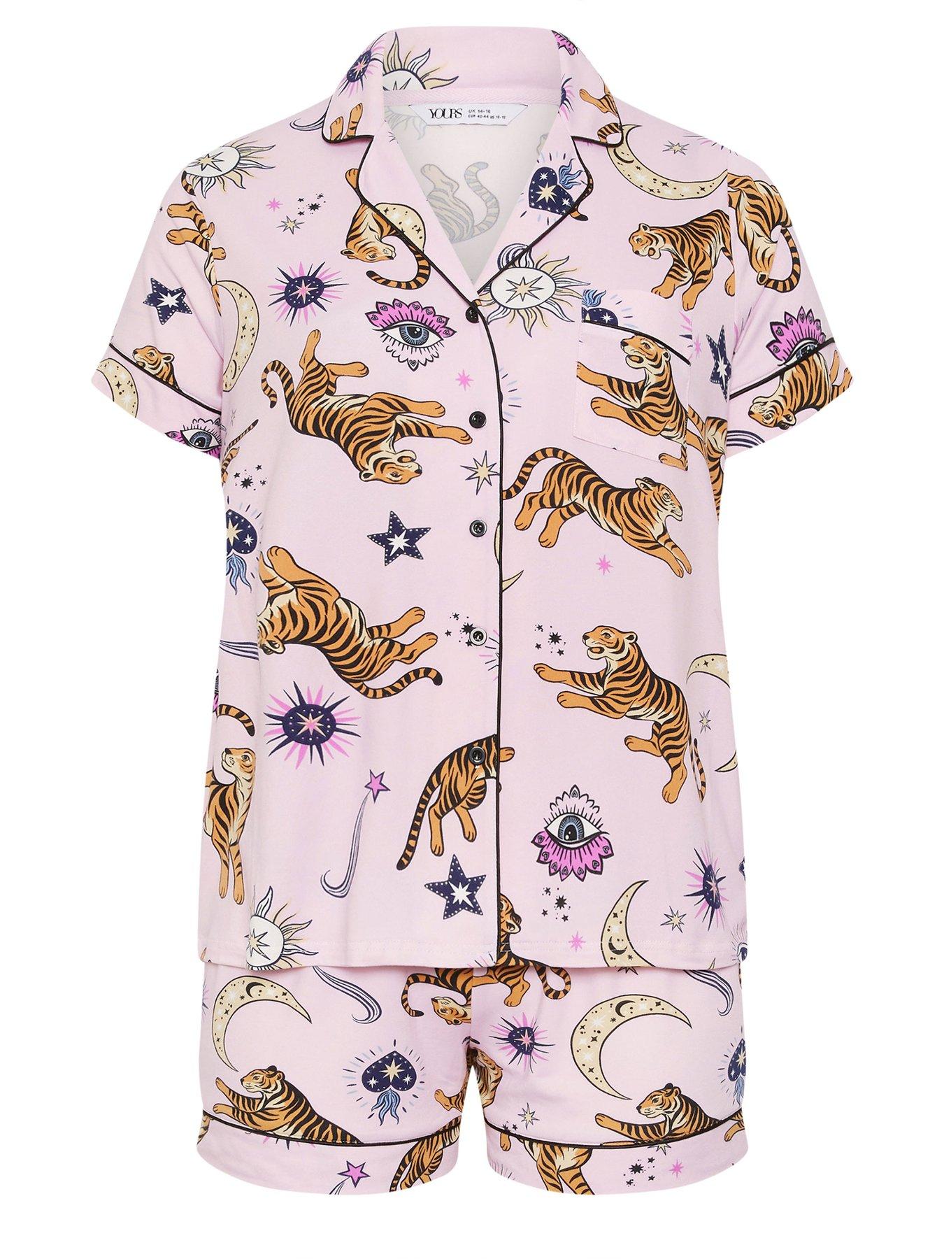 Image 5 of 5 of Yours Curve Soft Touch Celestial Crop Pyjama Set - Pink