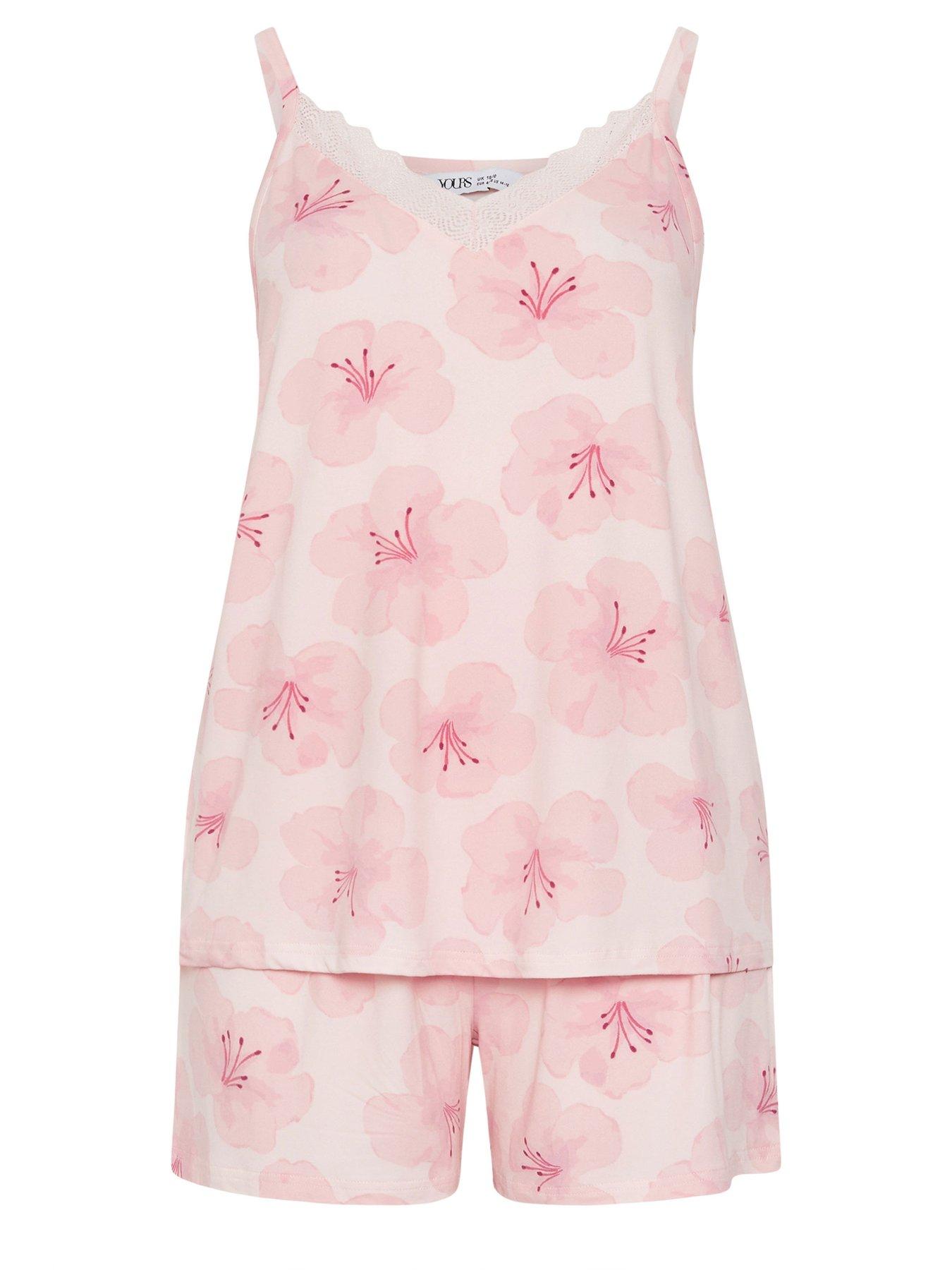 Image 5 of 5 of Yours Curve Soft Touch Cami Pyjama Set - Pink