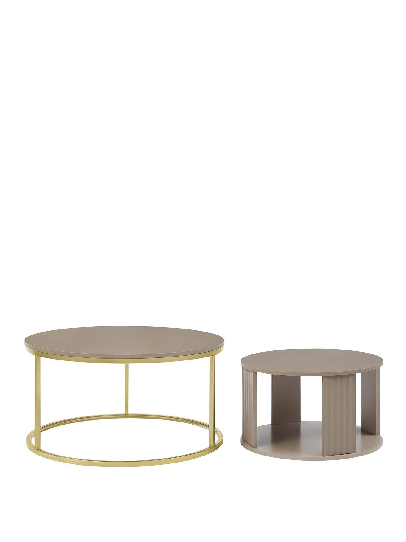 Image 2 of 6 of Dusk Evie Round Nesting Coffee Table - Taupe