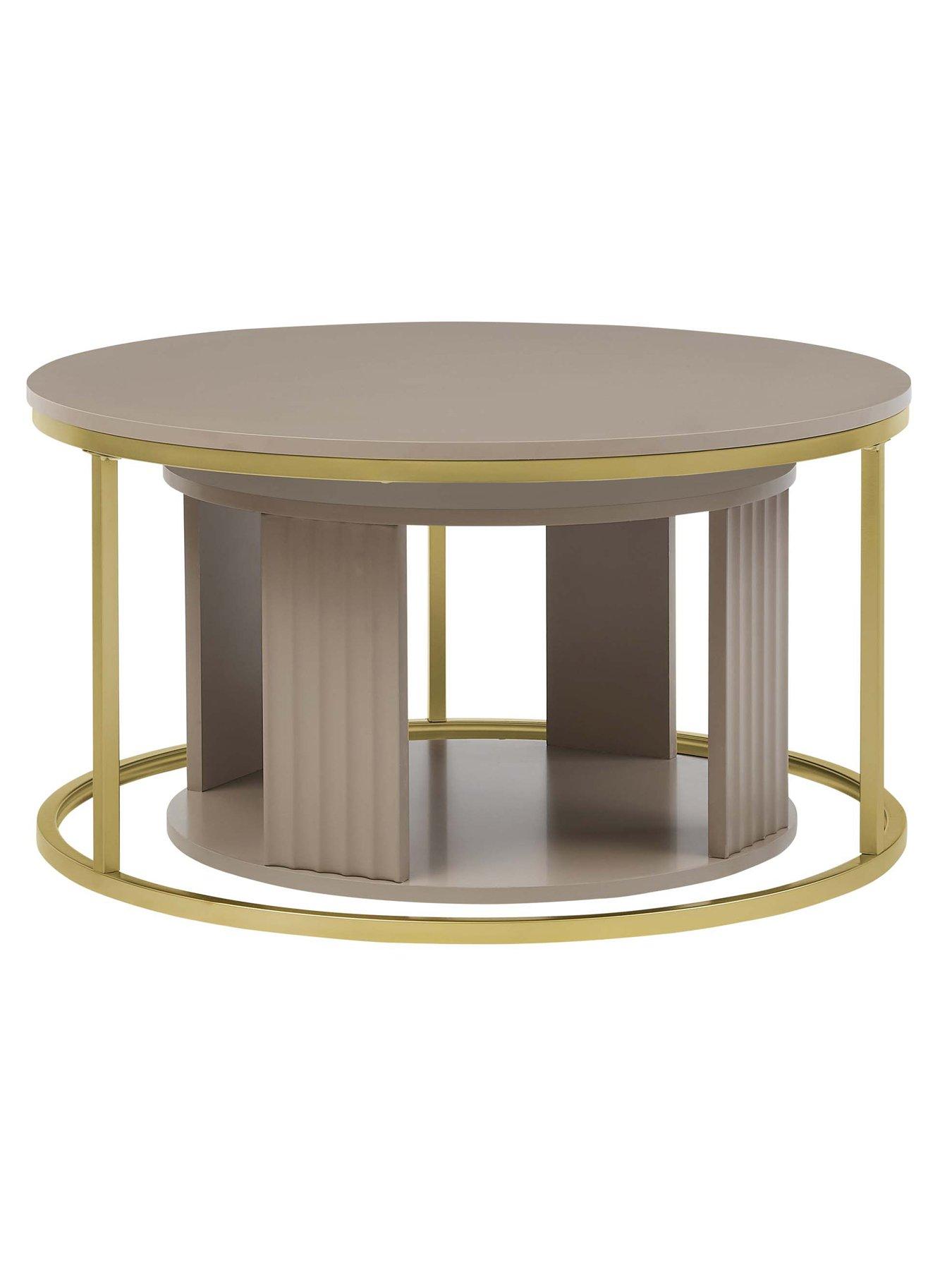 Image 3 of 6 of Dusk Evie Round Nesting Coffee Table - Taupe