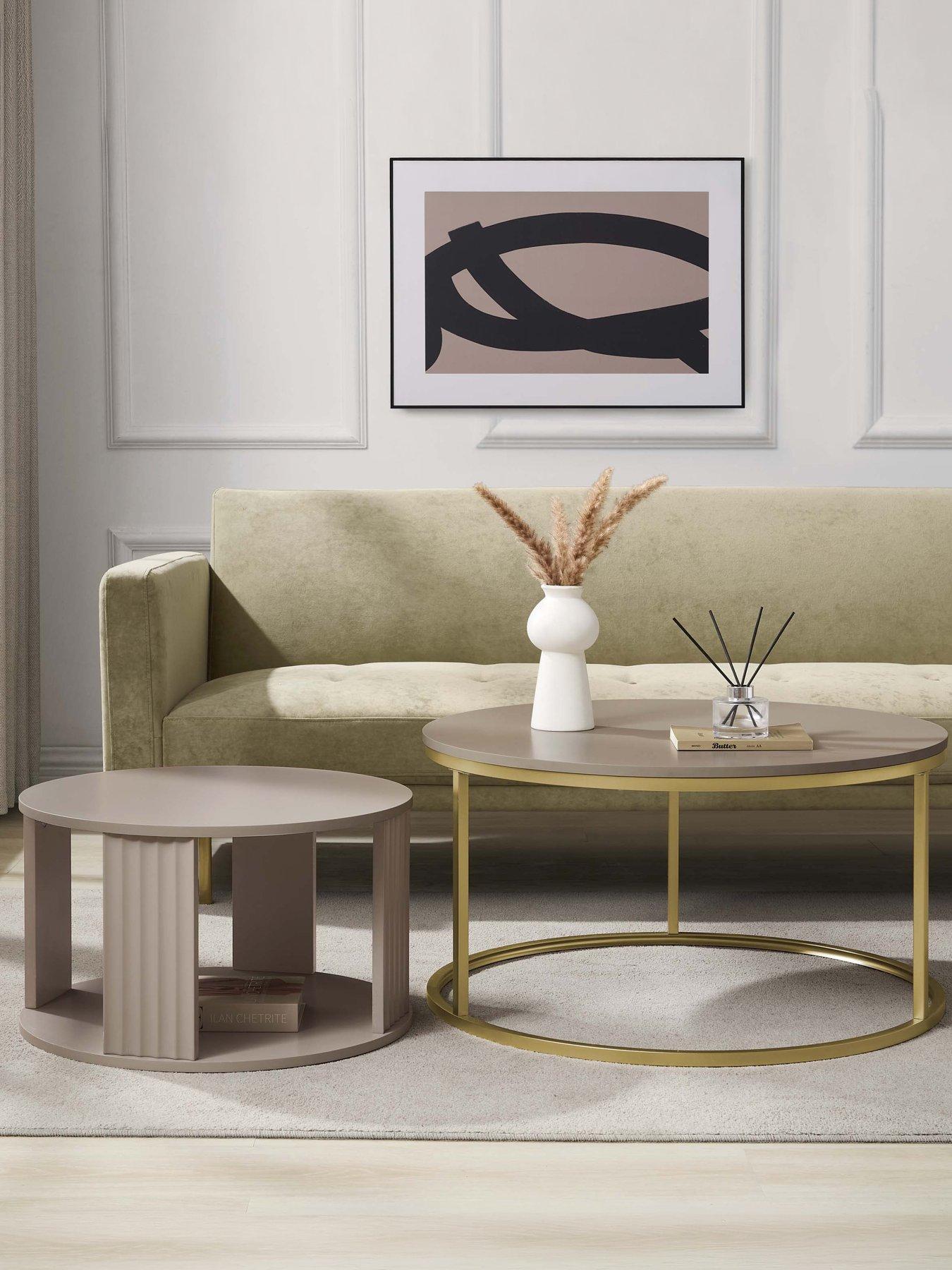 Image 4 of 6 of Dusk Evie Round Nesting Coffee Table - Taupe