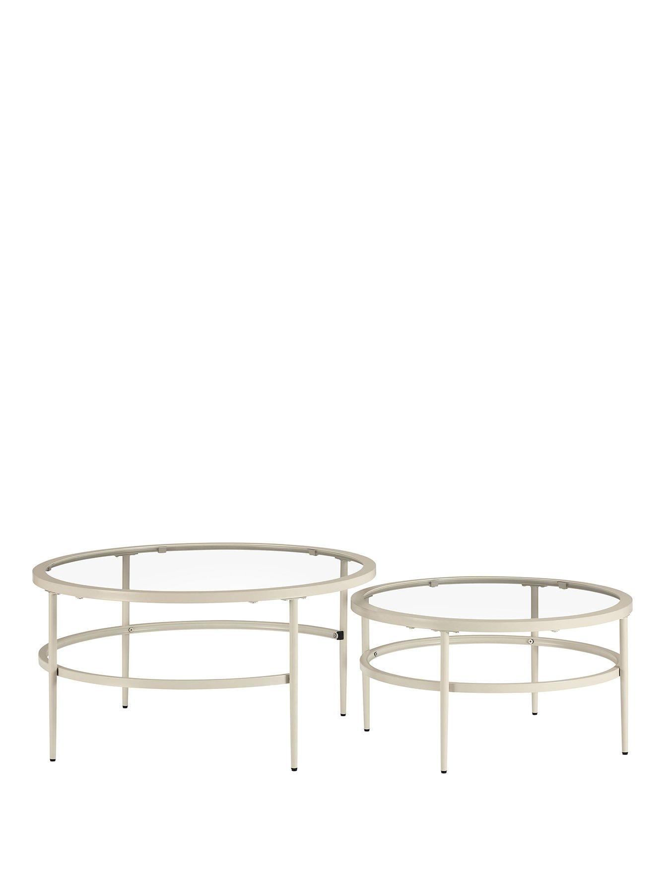Image 2 of 4 of Dusk Glass Round Nesting Coffee Tables - Stone