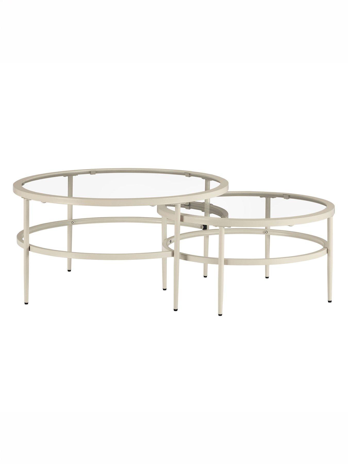 Image 3 of 4 of Dusk Glass Round Nesting Coffee Tables - Stone