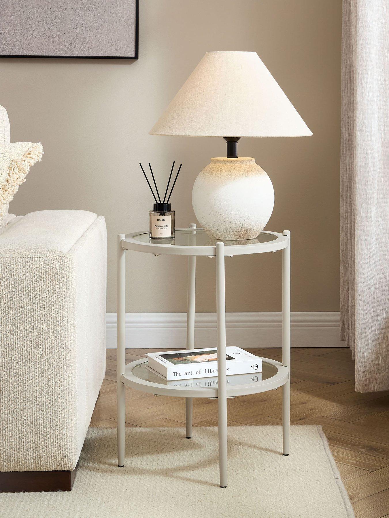 Image 1 of 4 of Dusk Glass Round Side Table - Stone