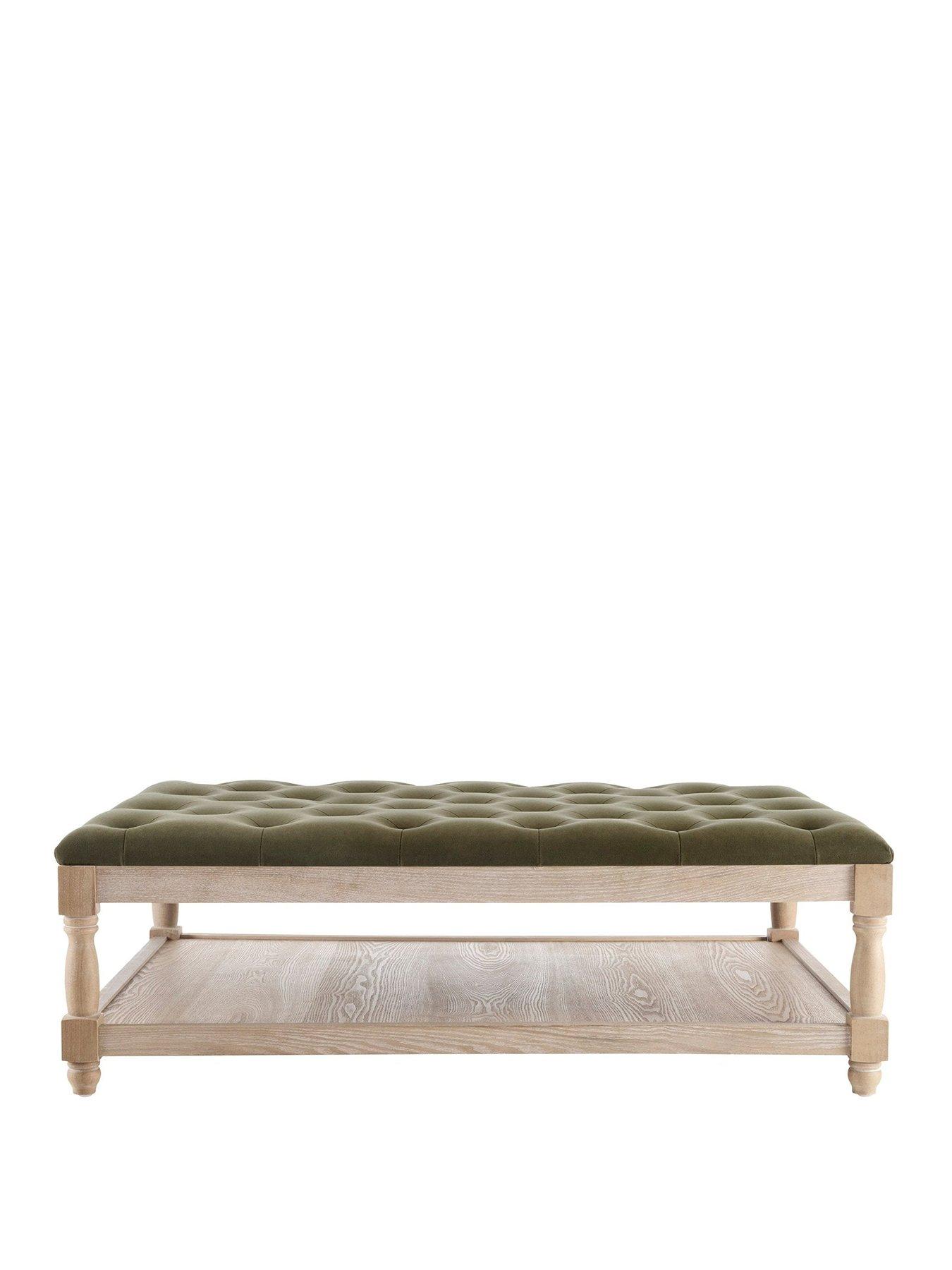 Image 2 of 6 of Dusk Knaresborough Button Back Coffee Table Pouffe - Olive
