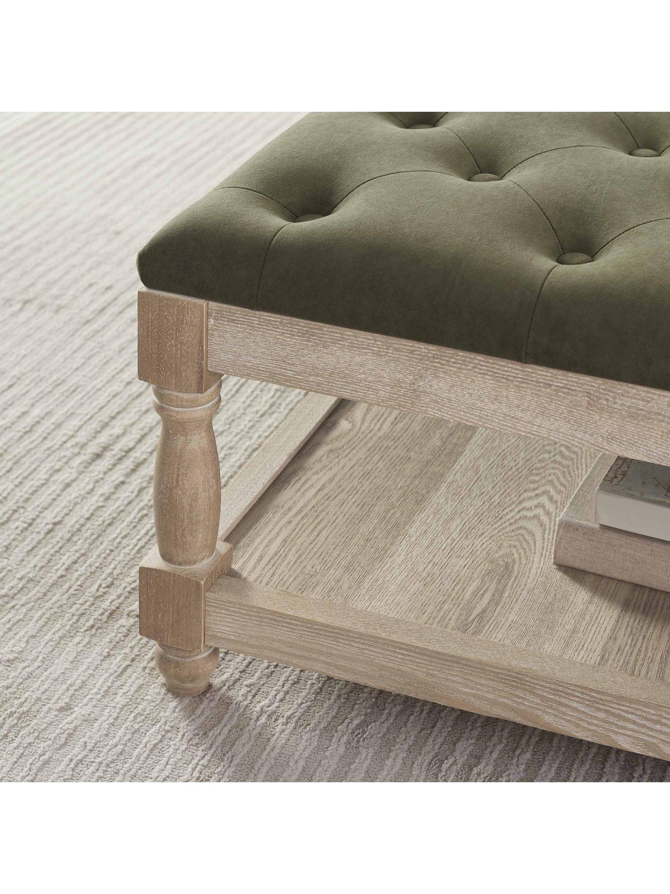 Image 4 of 6 of Dusk Knaresborough Button Back Coffee Table Pouffe - Olive