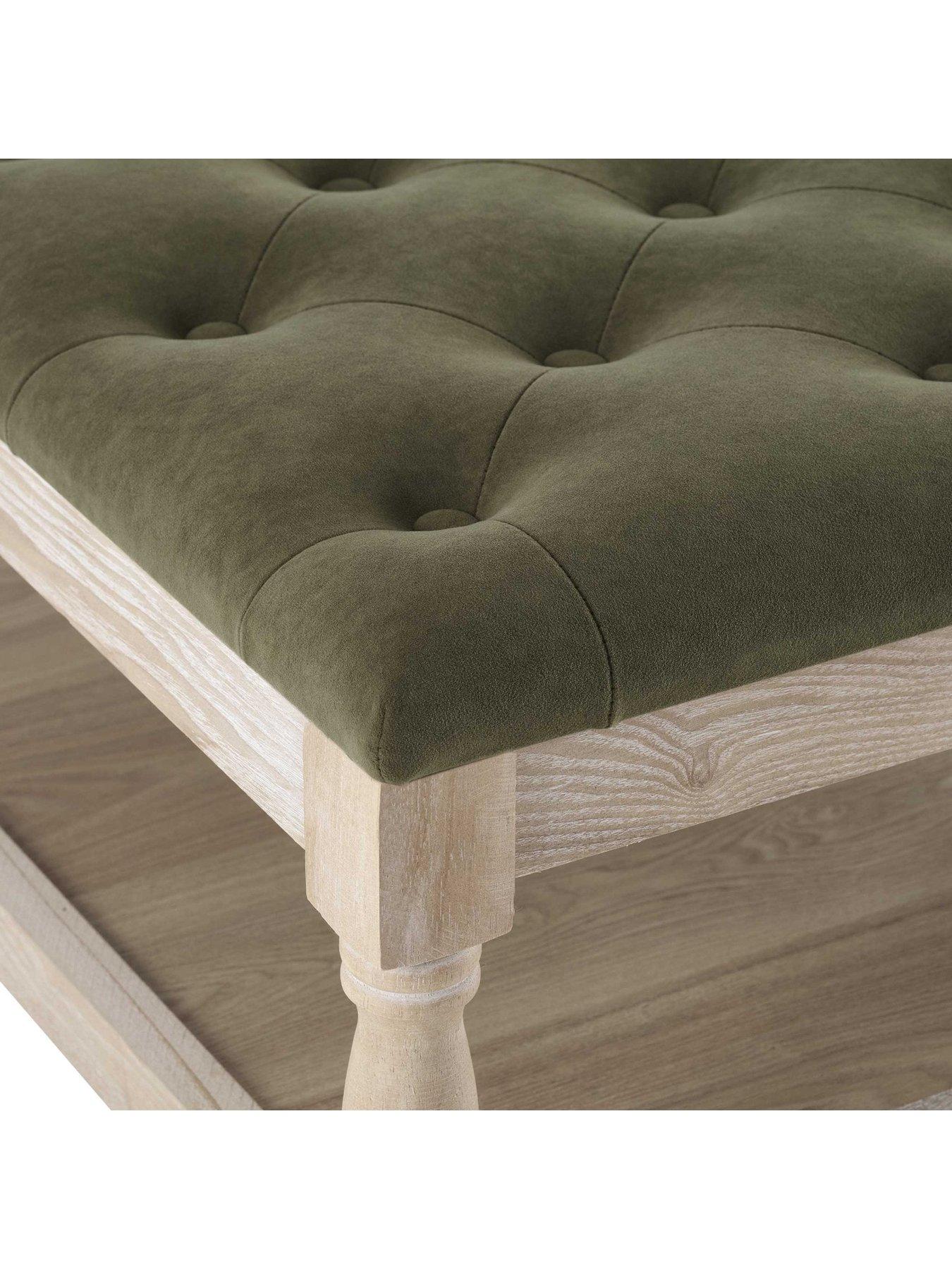Image 5 of 6 of Dusk Knaresborough Button Back Coffee Table Pouffe - Olive