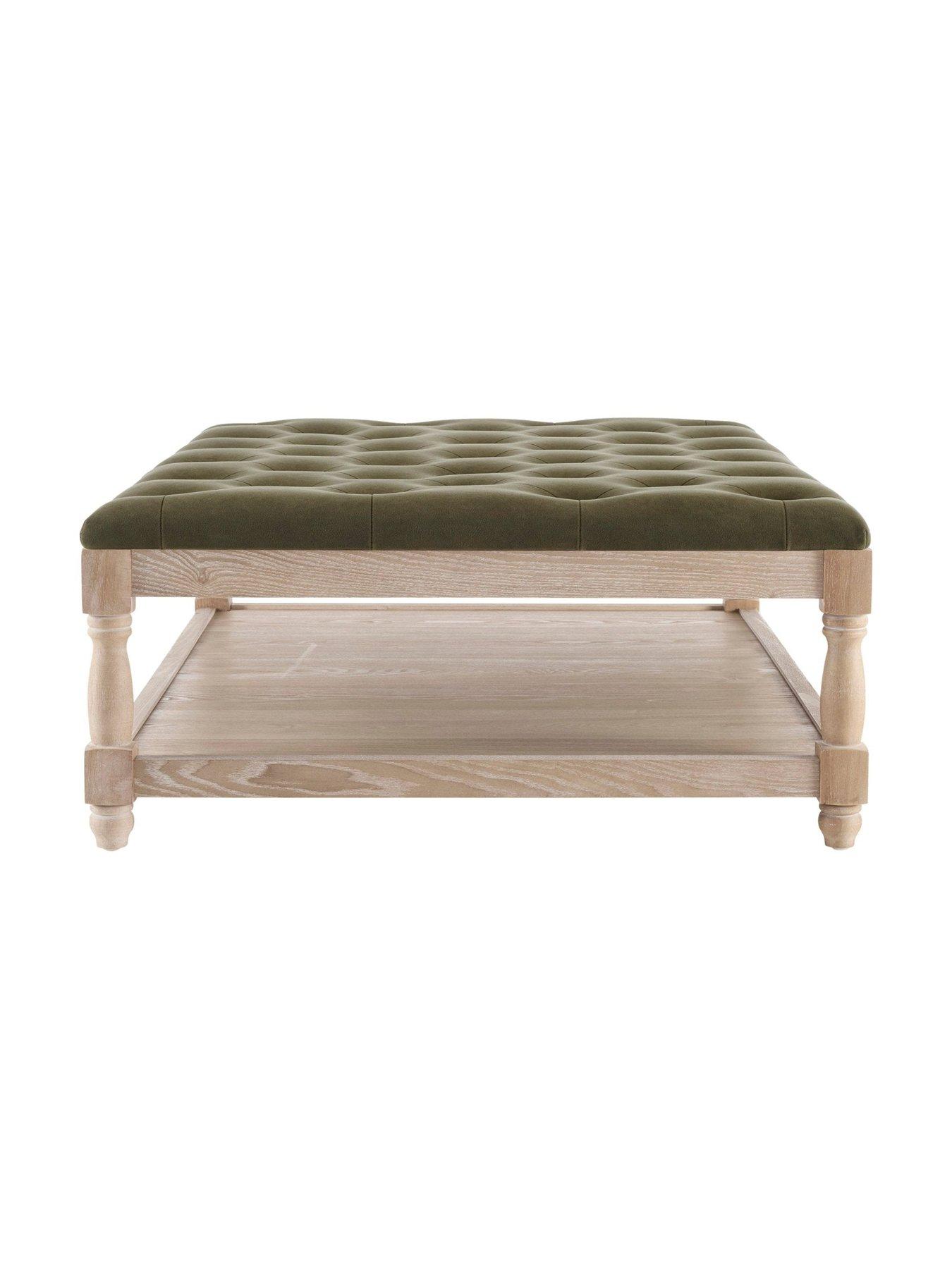 Image 6 of 6 of Dusk Knaresborough Button Back Coffee Table Pouffe - Olive