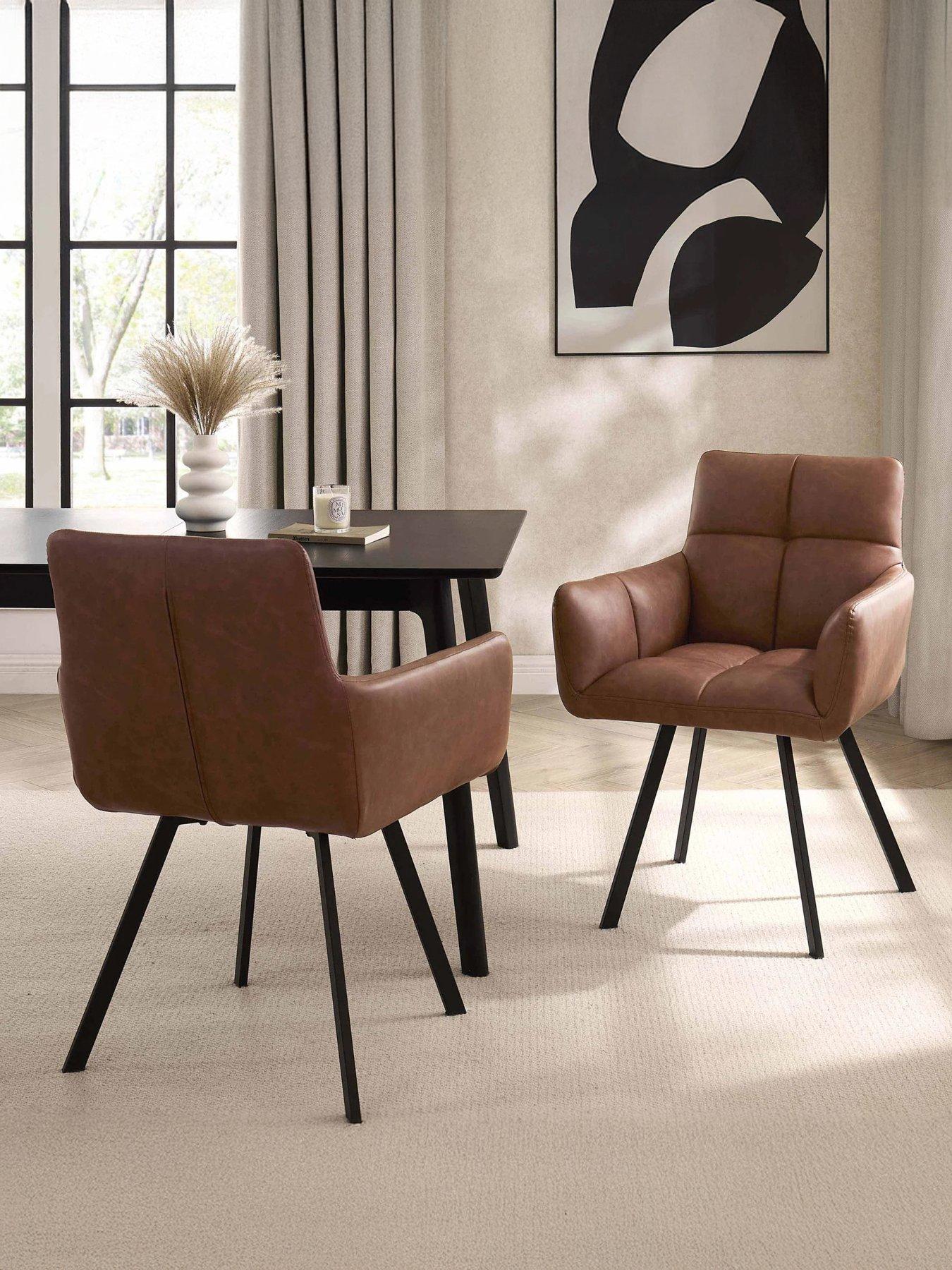 Dusk Brooke Dining Chair - Faux Leather - Tan