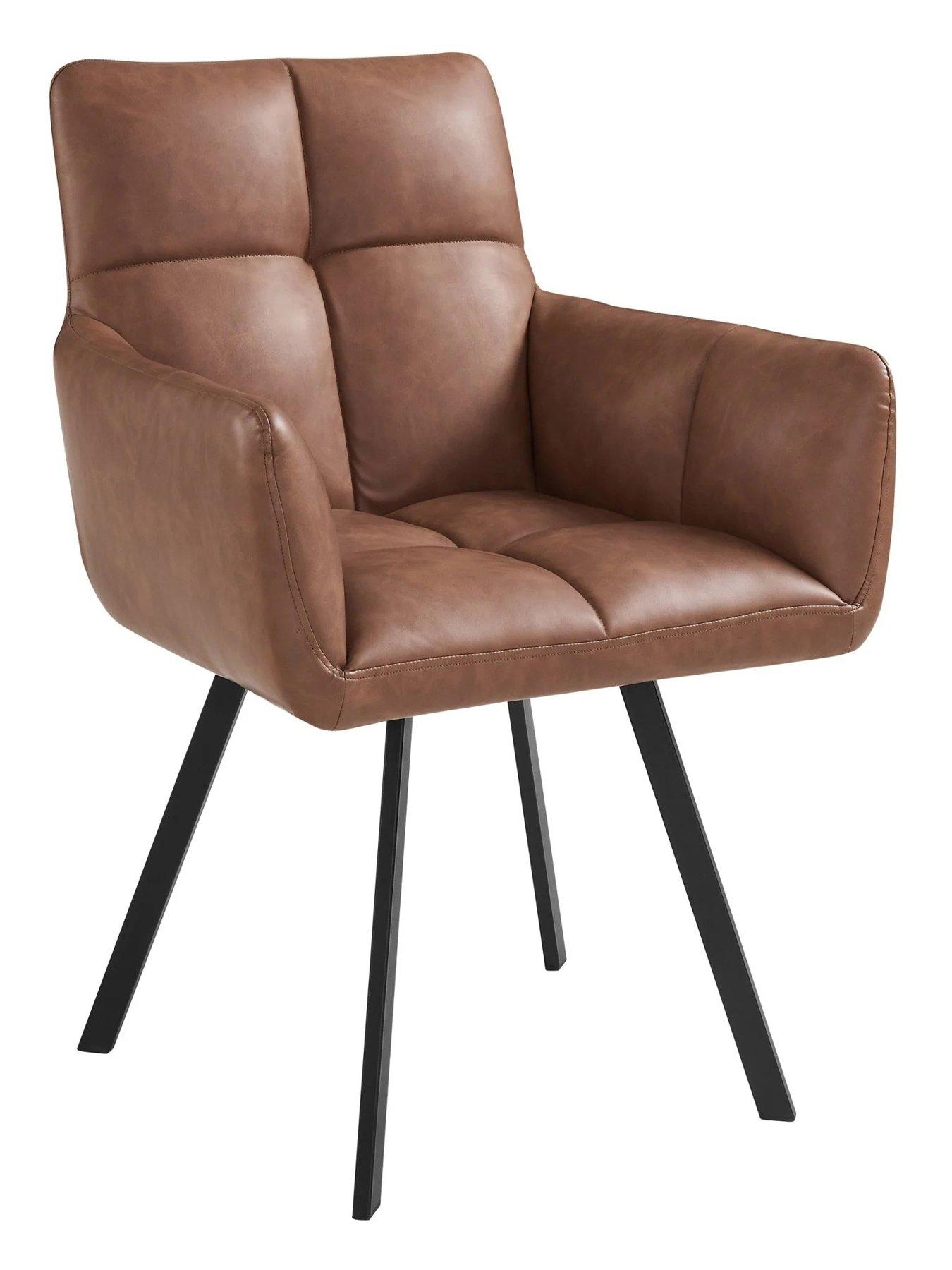 Image 3 of 6 of Dusk Brooke Dining Chair - Faux Leather - Tan
