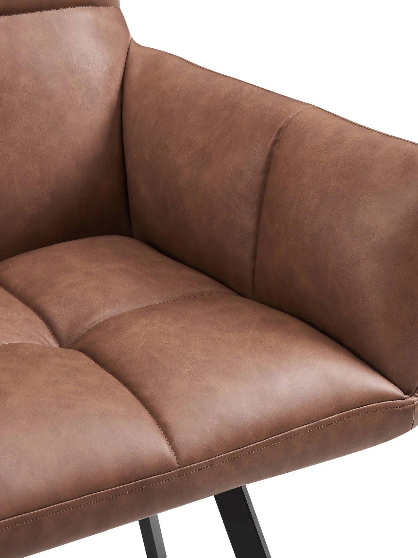 Image 6 of 6 of Dusk Brooke Dining Chair - Faux Leather - Tan