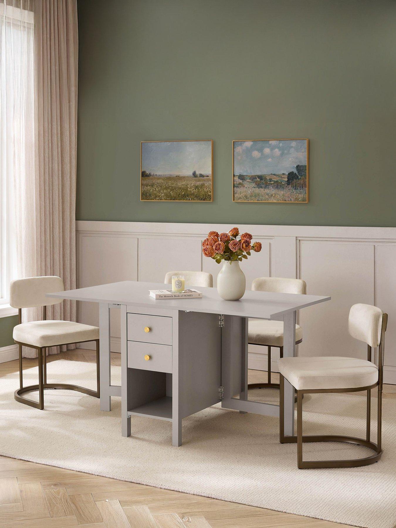 front image of dusk-charlie-2-4-seater-folding-dining-table-taupe