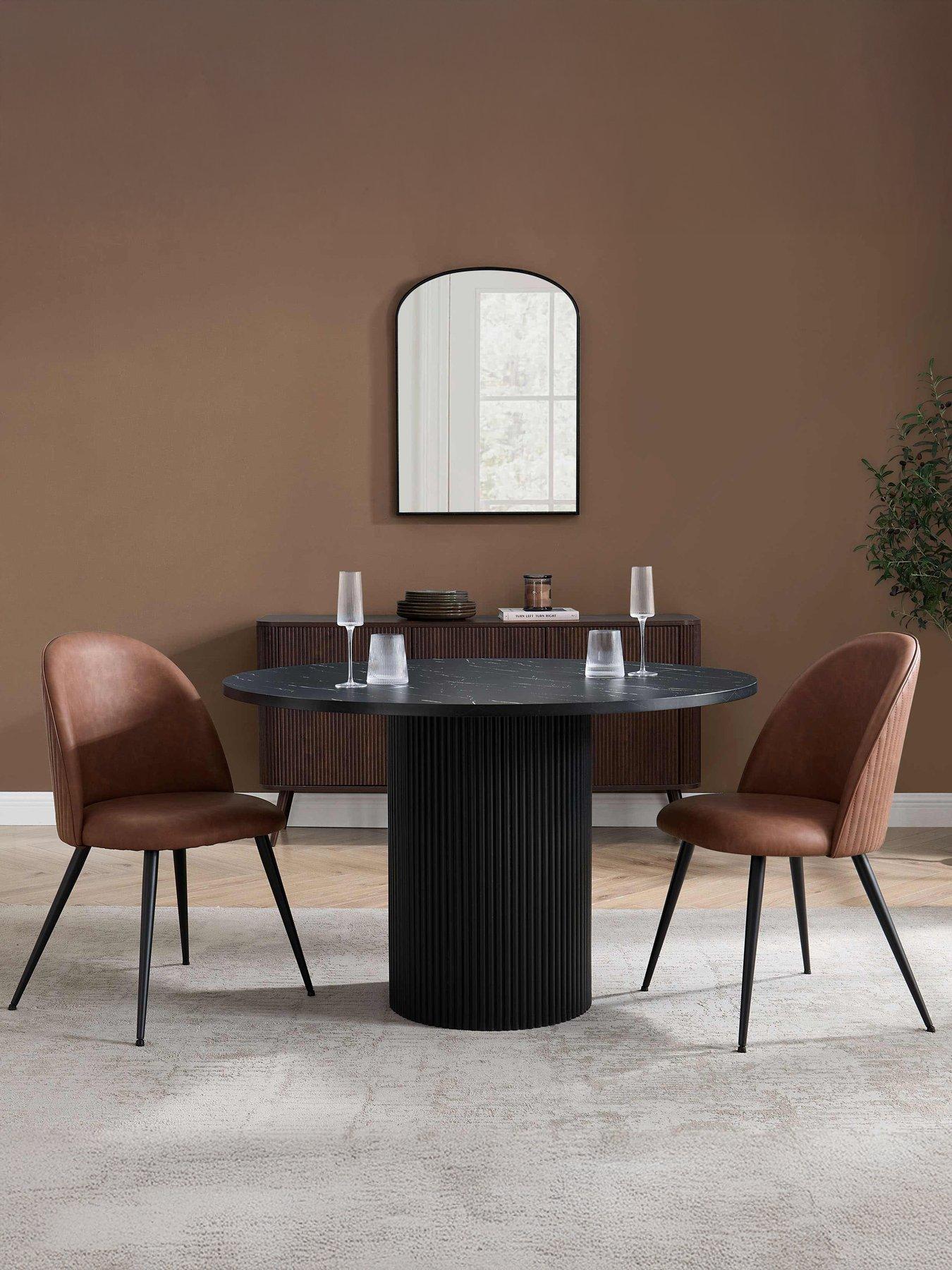 Dusk Hattie Set Of 2 Dining Chairs - Faux Leather Tan