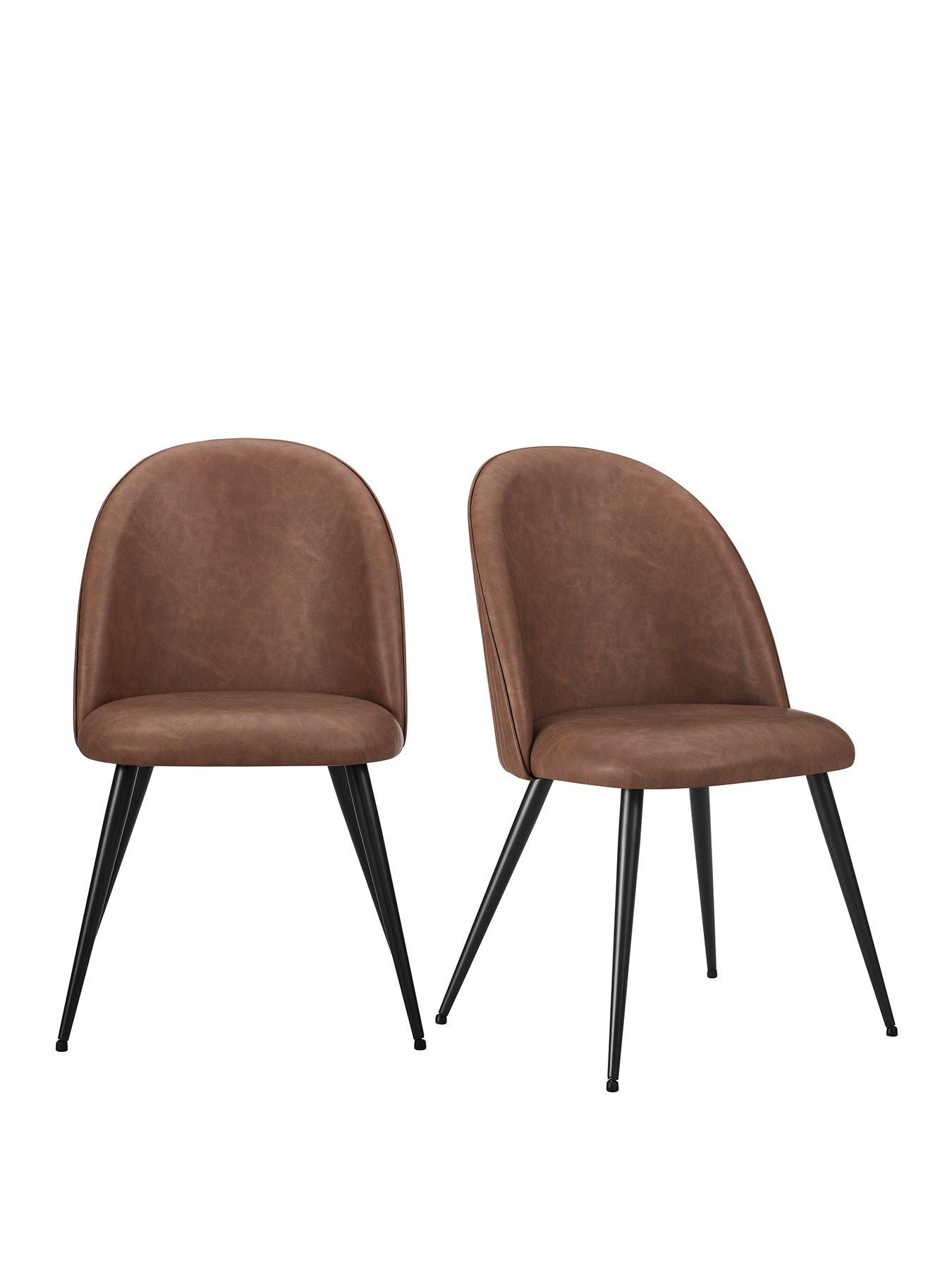 Image 2 of 7 of Dusk Hattie Set Of 2 Dining Chairs - Faux Leather Tan