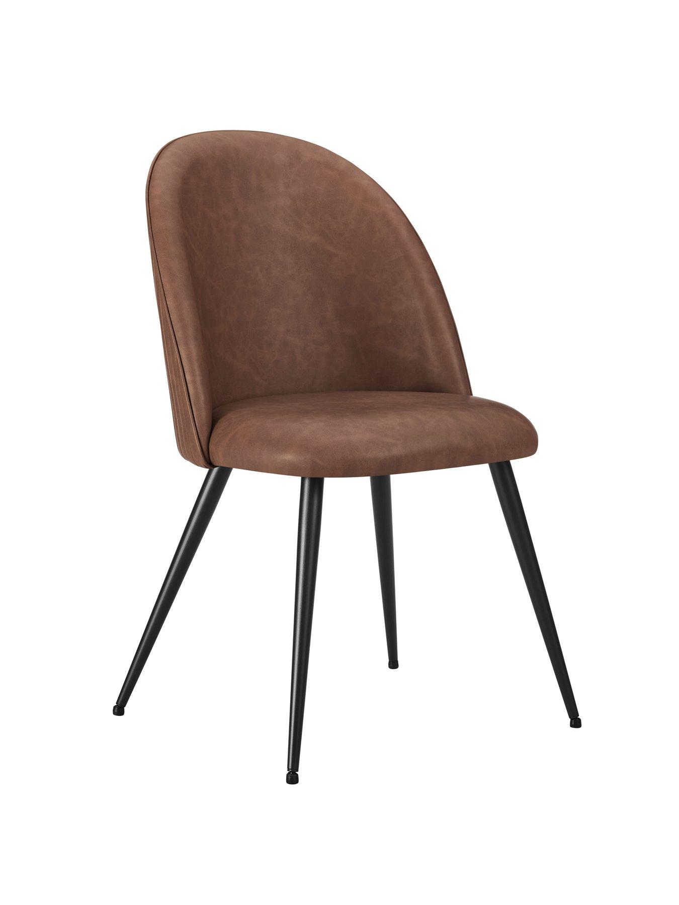 Image 3 of 7 of Dusk Hattie Set Of 2 Dining Chairs - Faux Leather Tan