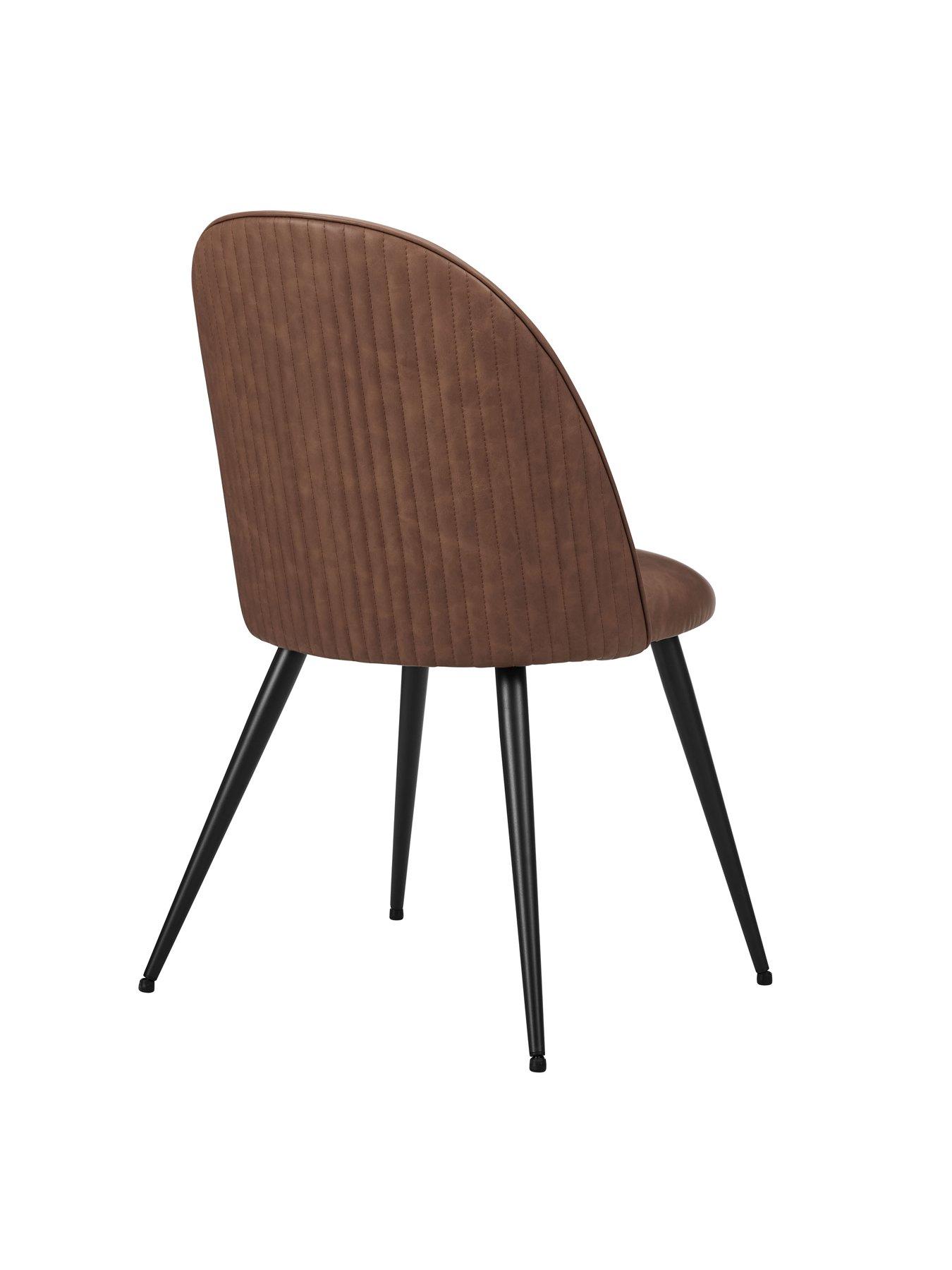 Image 4 of 7 of Dusk Hattie Set Of 2 Dining Chairs - Faux Leather Tan