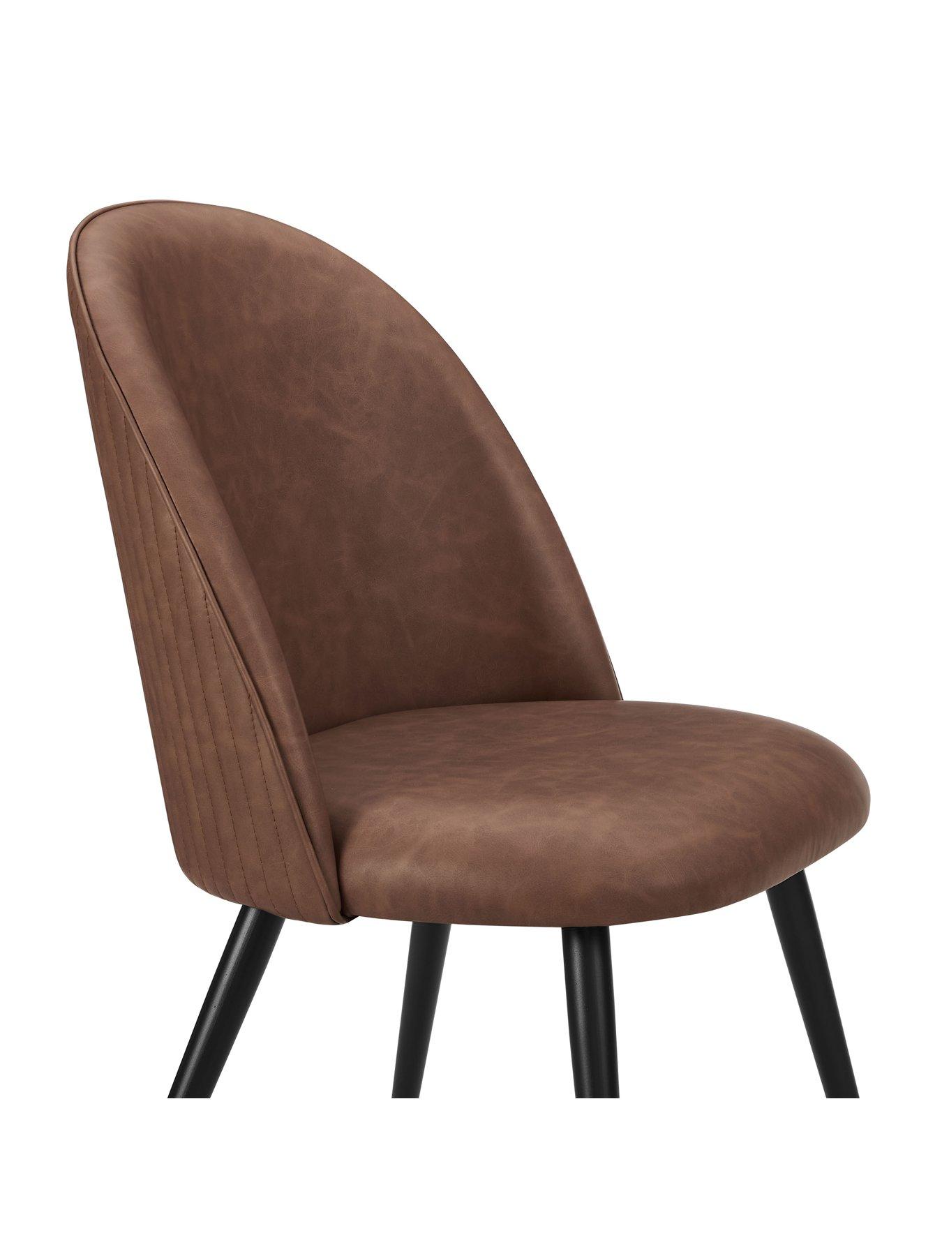 Image 6 of 7 of Dusk Hattie Set Of 2 Dining Chairs - Faux Leather Tan