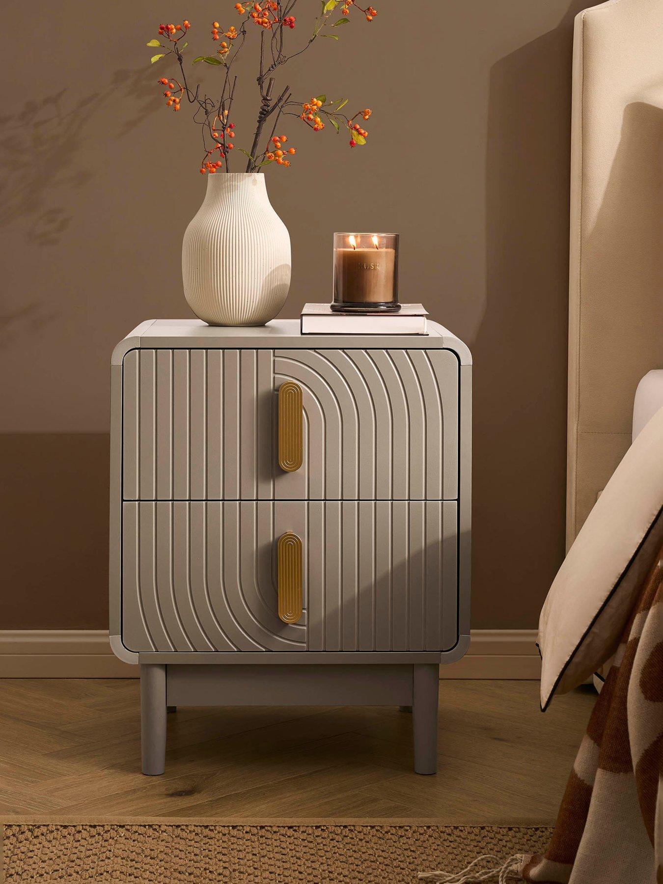 Dusk Marnie 2 Drawer Bedside Table - Taupe