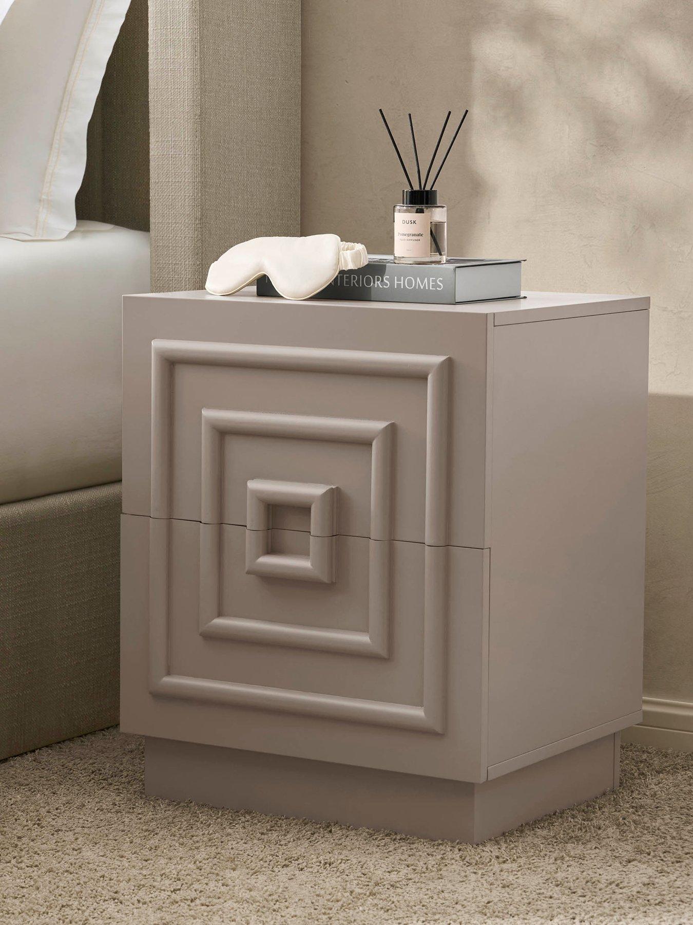front image of dusk-harlow-2-drawer-bedside-table-taupe