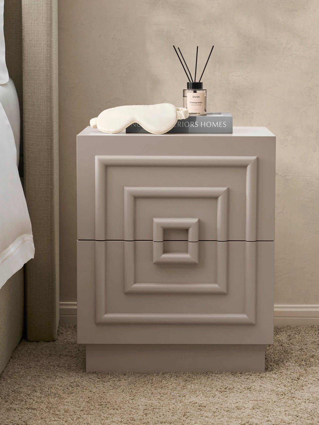  image of dusk-harlow-2-drawer-bedside-table-taupe