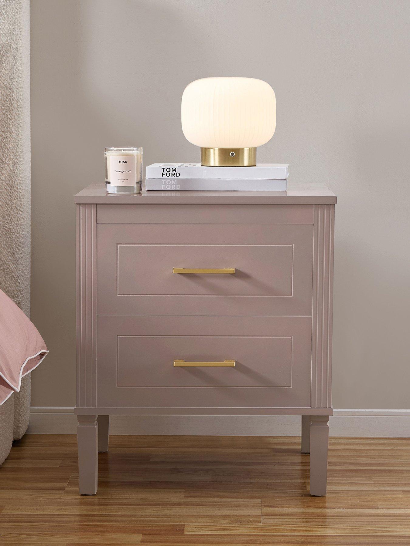 Dusk Sienna 2 Drawer Bedside Table - Dusty Mauve