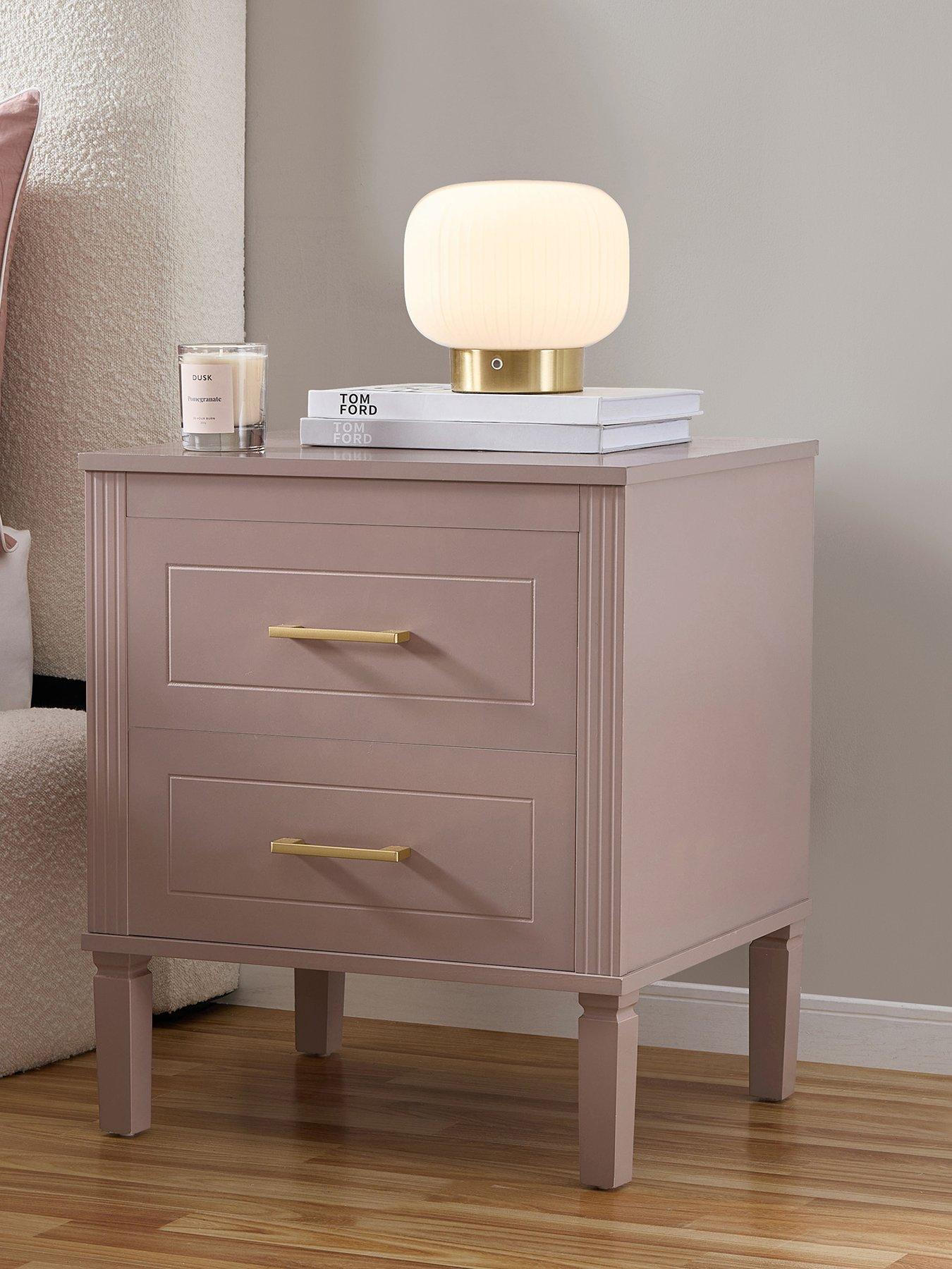  image of dusk-sienna-2-drawer-bedside-table-dusty-mauve
