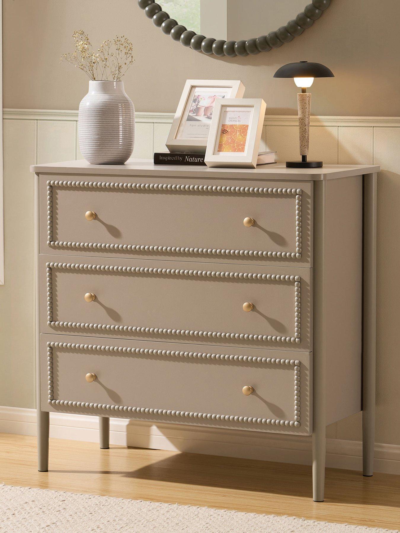 Dusk Posy Bobbin 3 Drawer Chest - Taupe