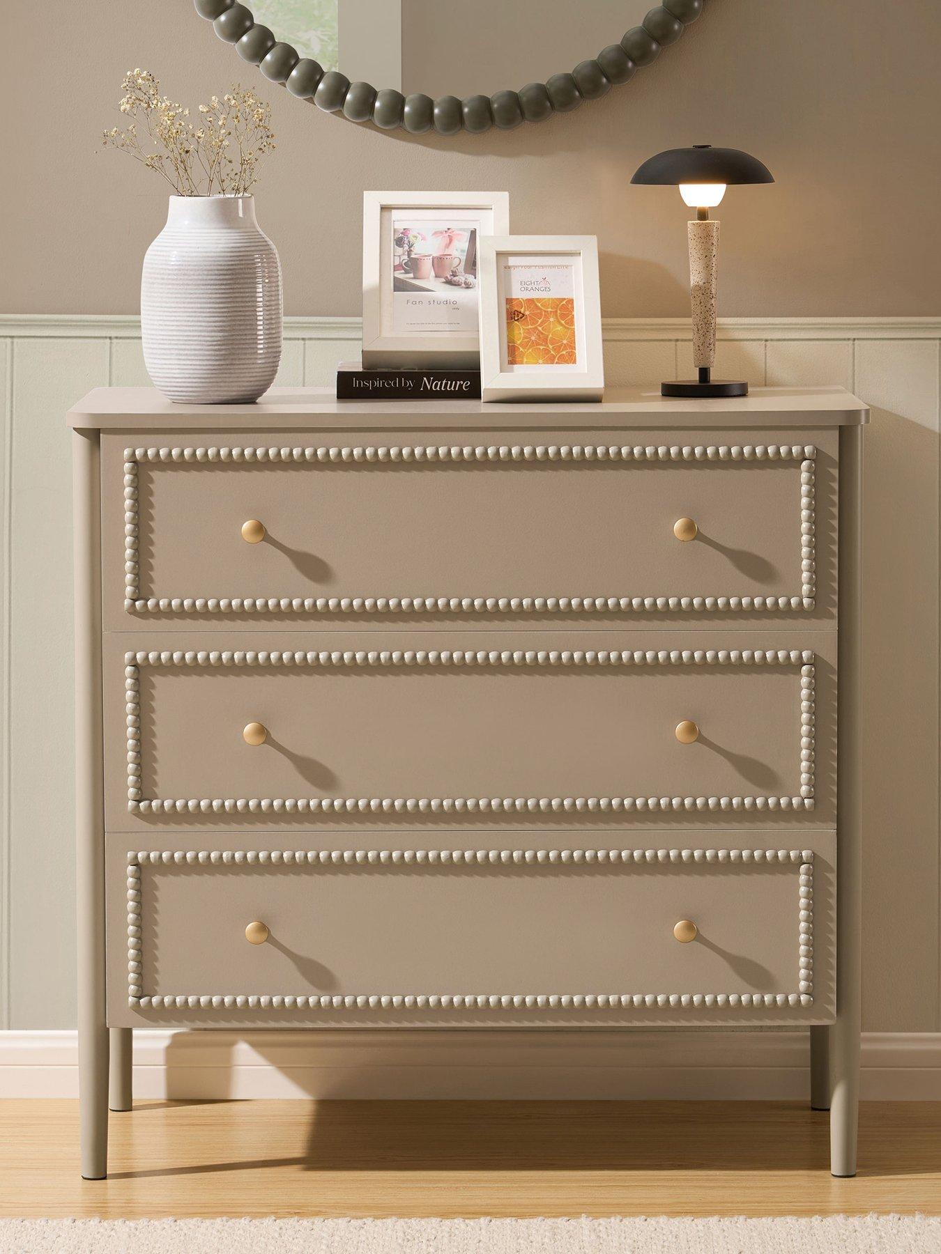 Image 3 of 7 of Dusk Posy Bobbin 3 Drawer Chest - Taupe