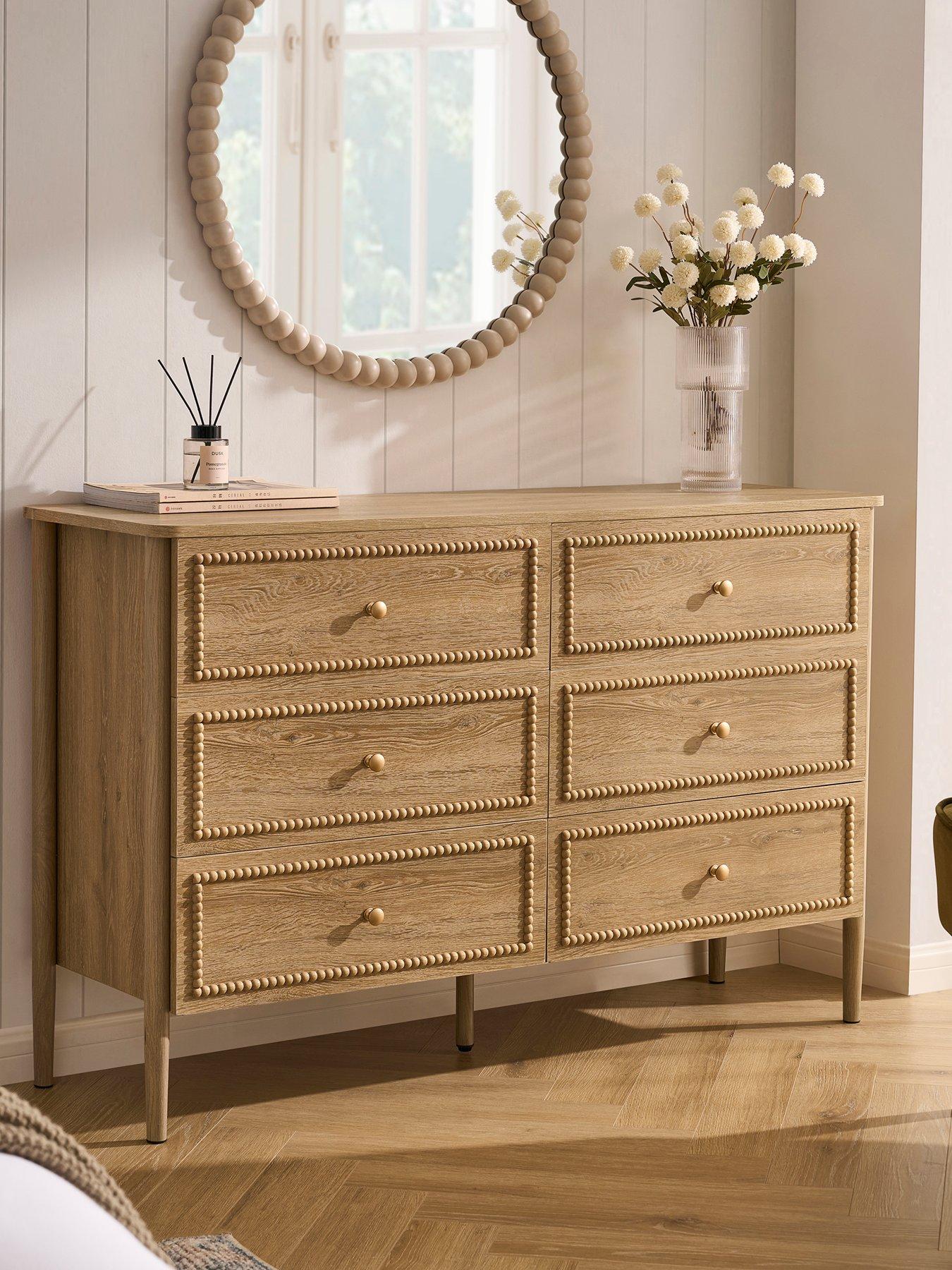 Dusk Posy Bobbin 6 Drawer Chest - Light Wood