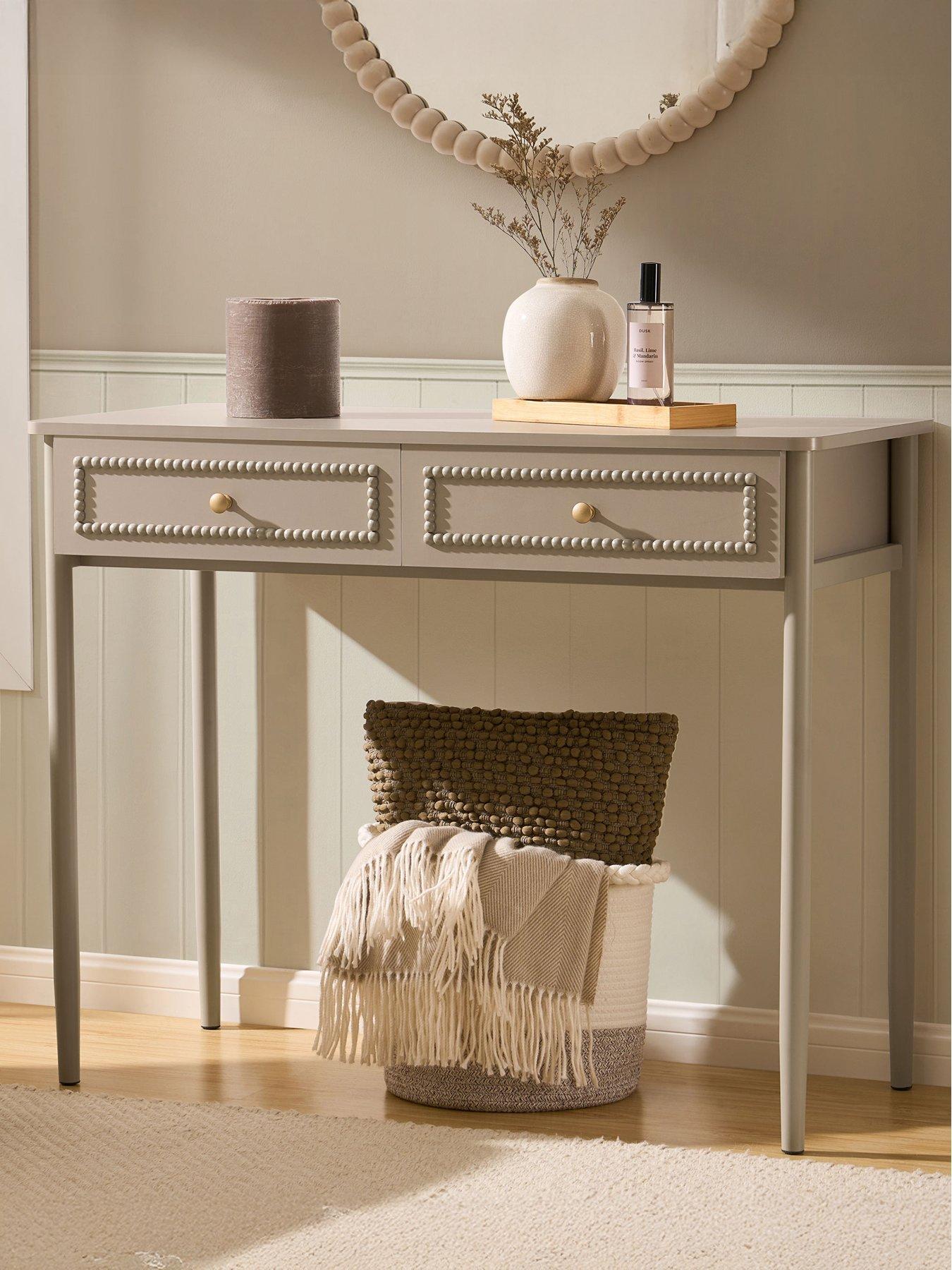 front image of dusk-posy-bobbin-dressing-table-taupe