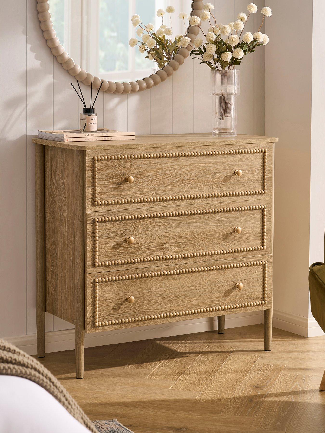 Dusk Posy Bobbin 3 Drawer Chest - Light Wood