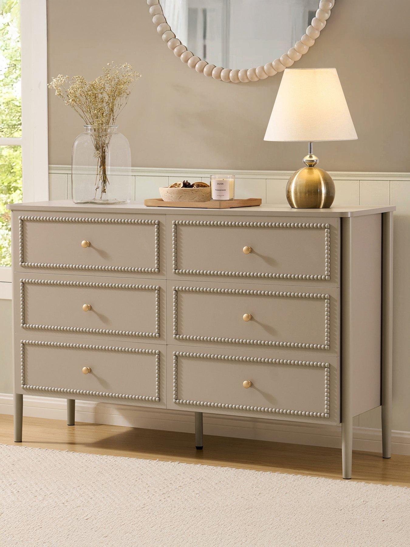 Dusk Posy Bobbin 6 Drawer Chest - Taupe