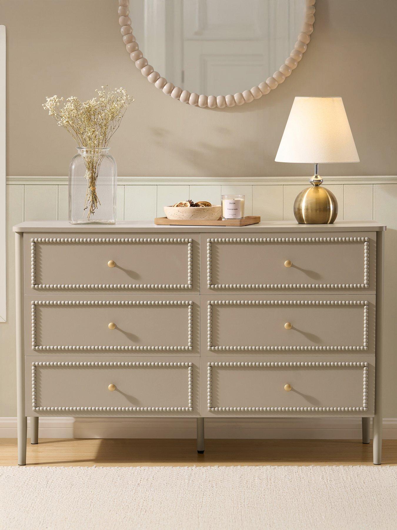 Image 3 of 7 of Dusk Posy Bobbin 6 Drawer Chest - Taupe
