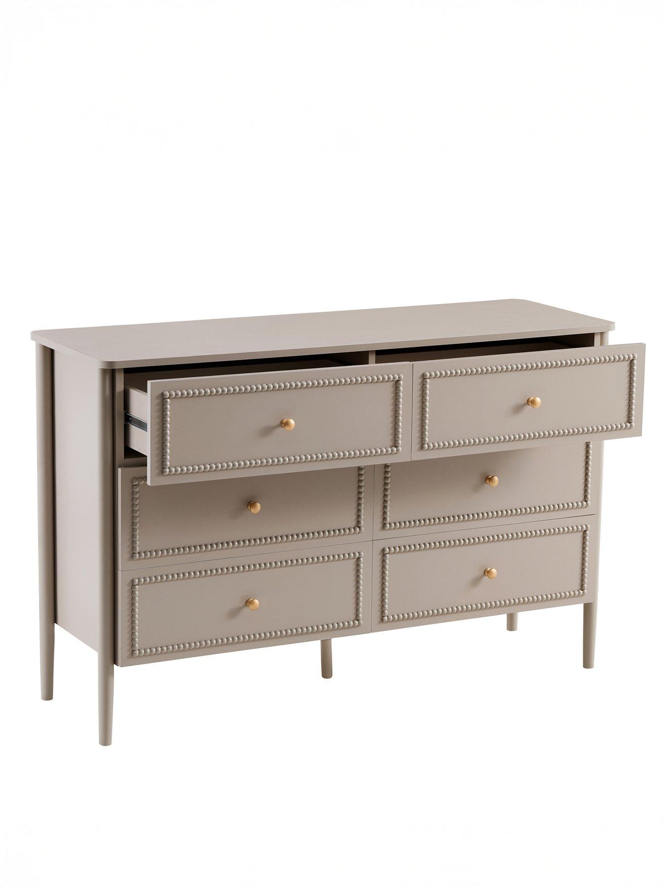 Image 4 of 7 of Dusk Posy Bobbin 6 Drawer Chest - Taupe