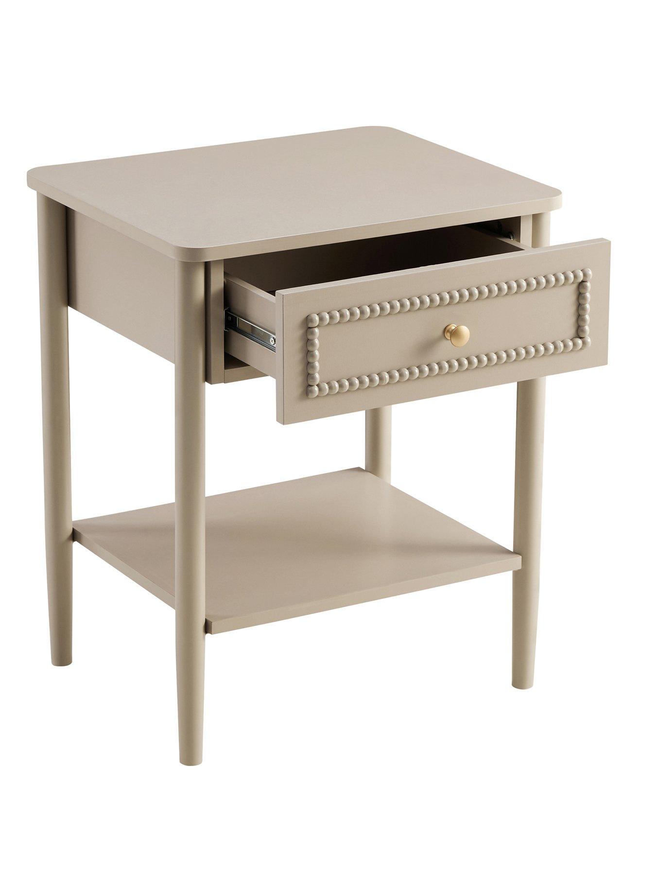 Image 4 of 7 of Dusk Posy Bobbin 1  Drawer Nightstand - Taupe