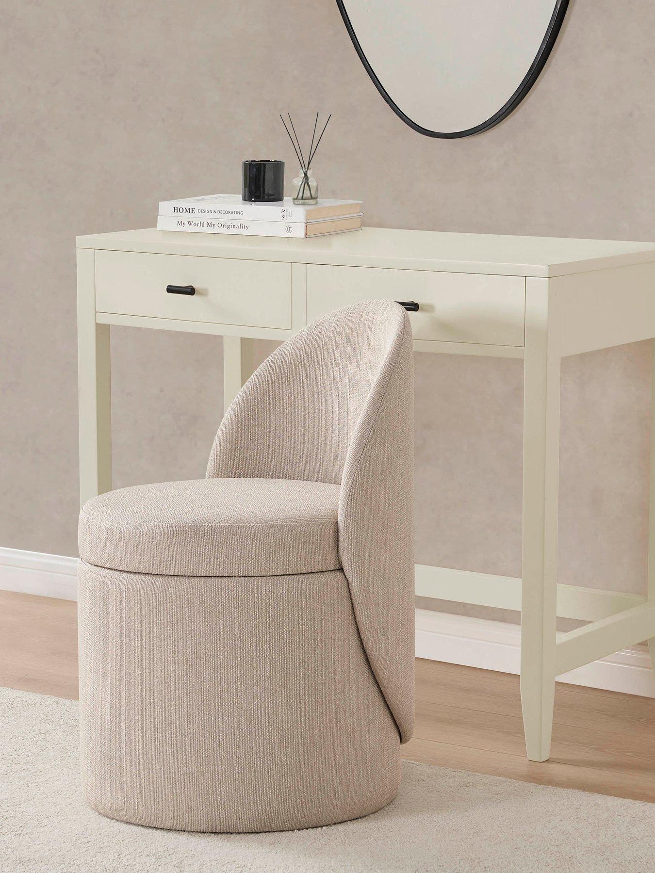 Image 1 of 7 of Dusk Primrose Dressing Table Storage Stool - Stone Grey