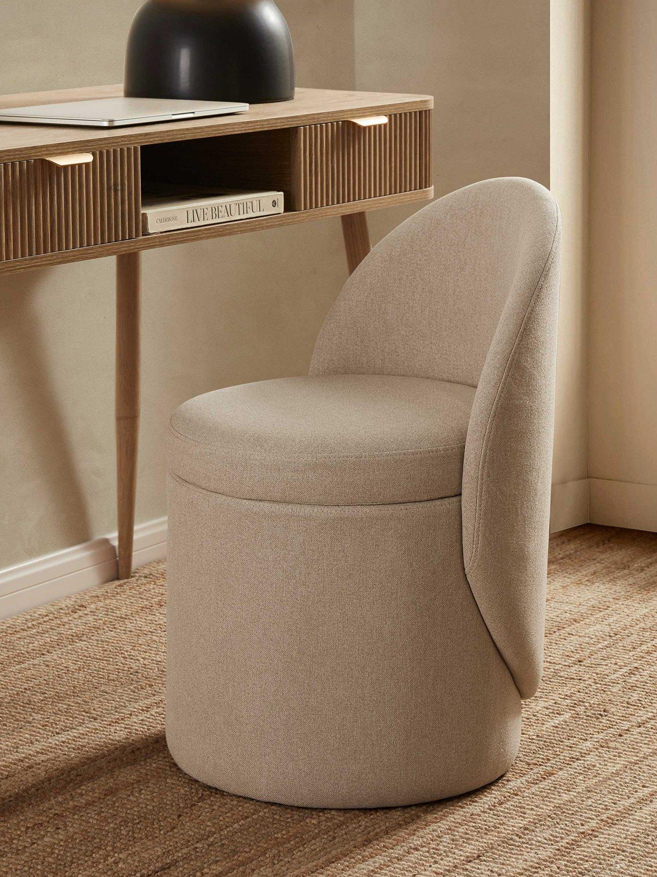 Image 1 of 7 of Dusk Primrose Dressing Table Storage Stool - Oatmeal